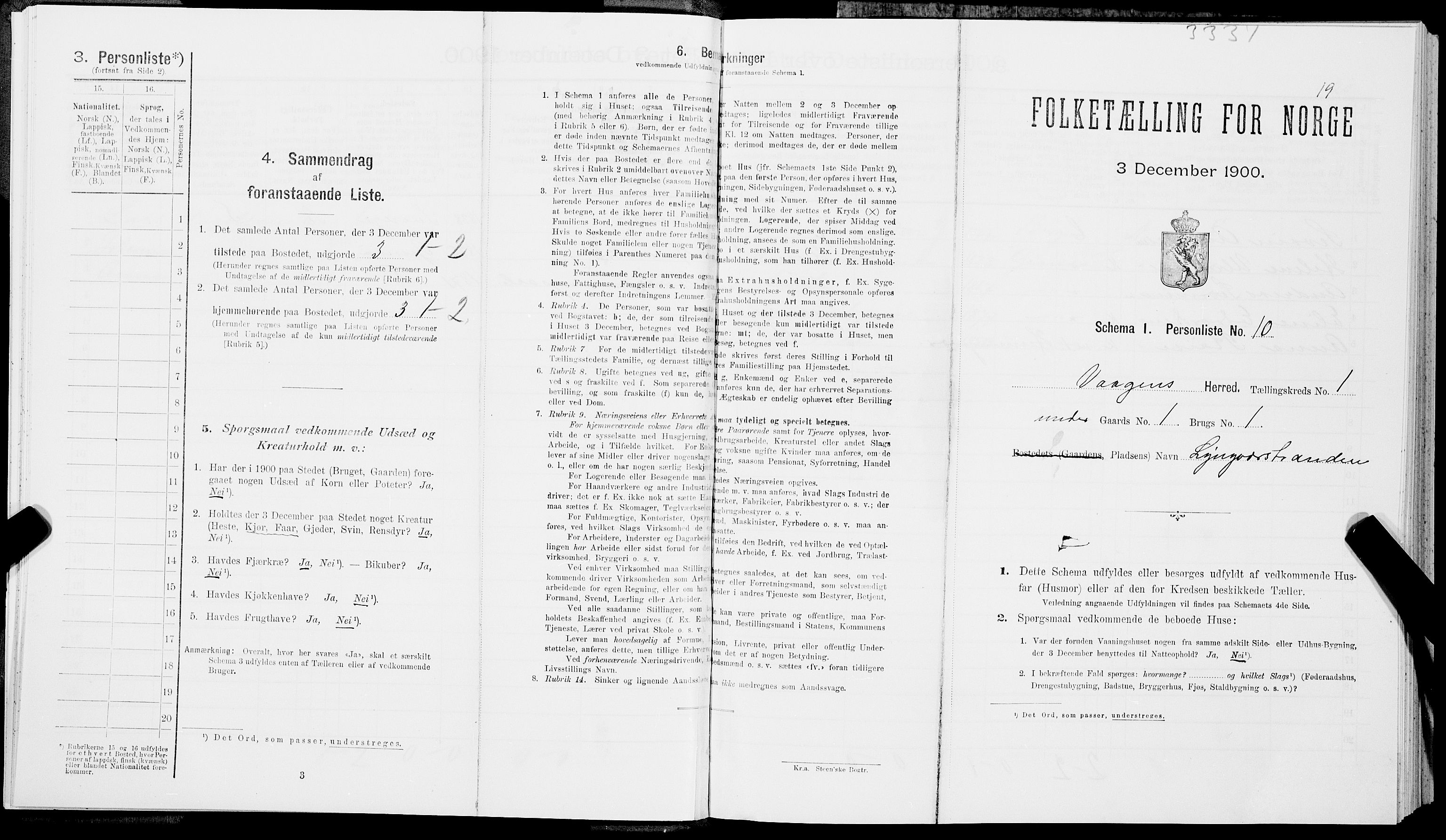 SAT, Folketelling 1900 for 1865 Vågan herred, 1900, s. 19