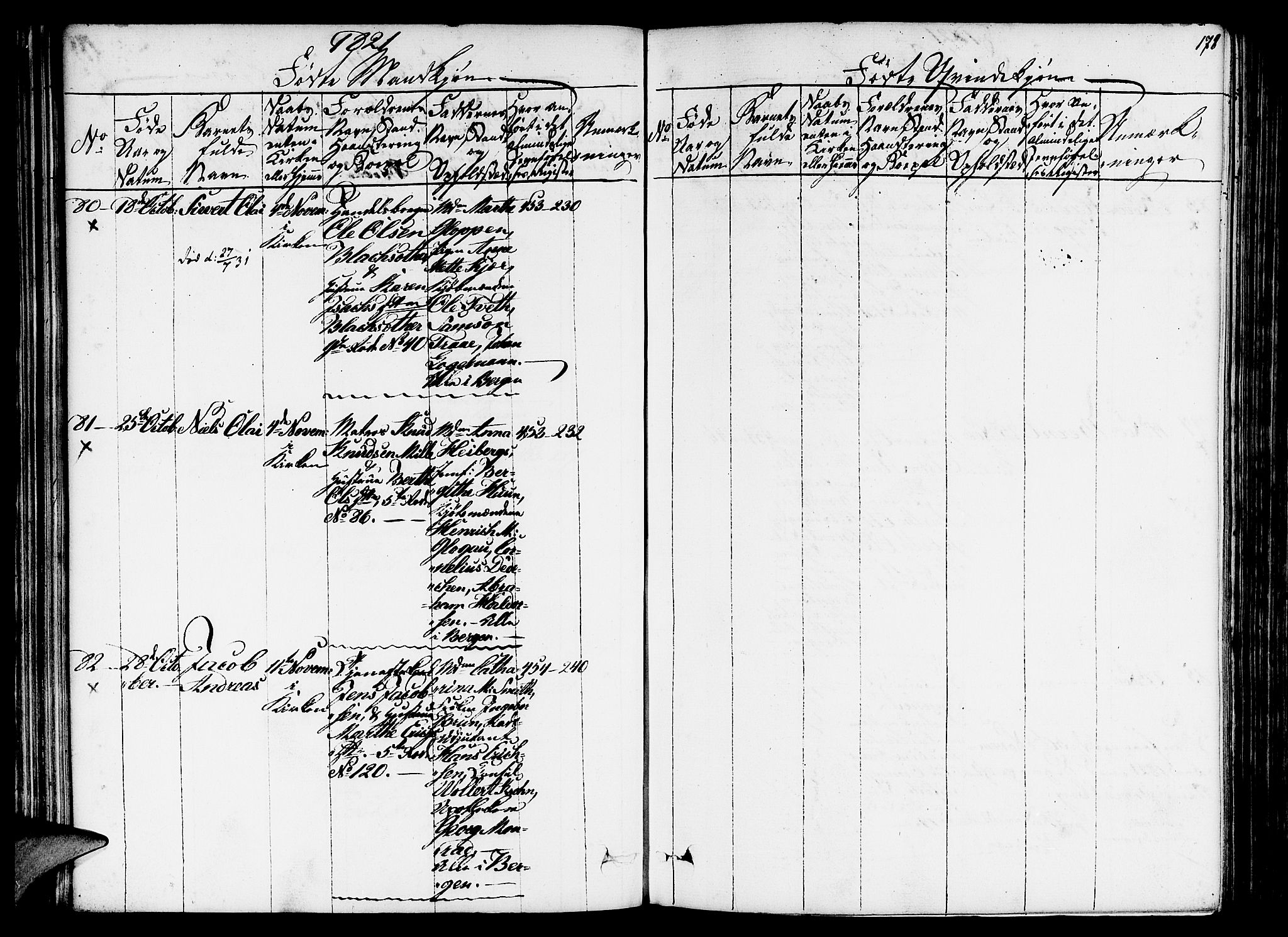 Nykirken Sokneprestembete, AV/SAB-A-77101/H/Hab/L0003: Klokkerbok nr. A 4, 1816-1821, s. 178
