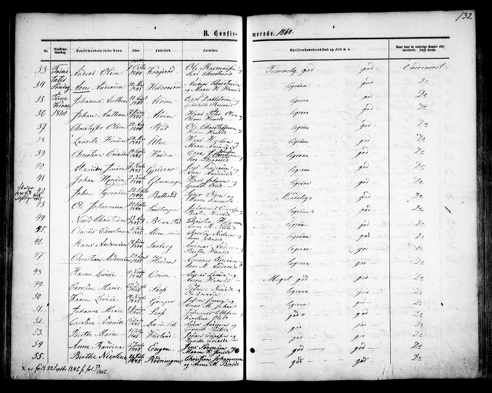 Tune prestekontor Kirkebøker, AV/SAO-A-2007/F/Fa/L0013: Ministerialbok nr. 13, 1859-1863, s. 132