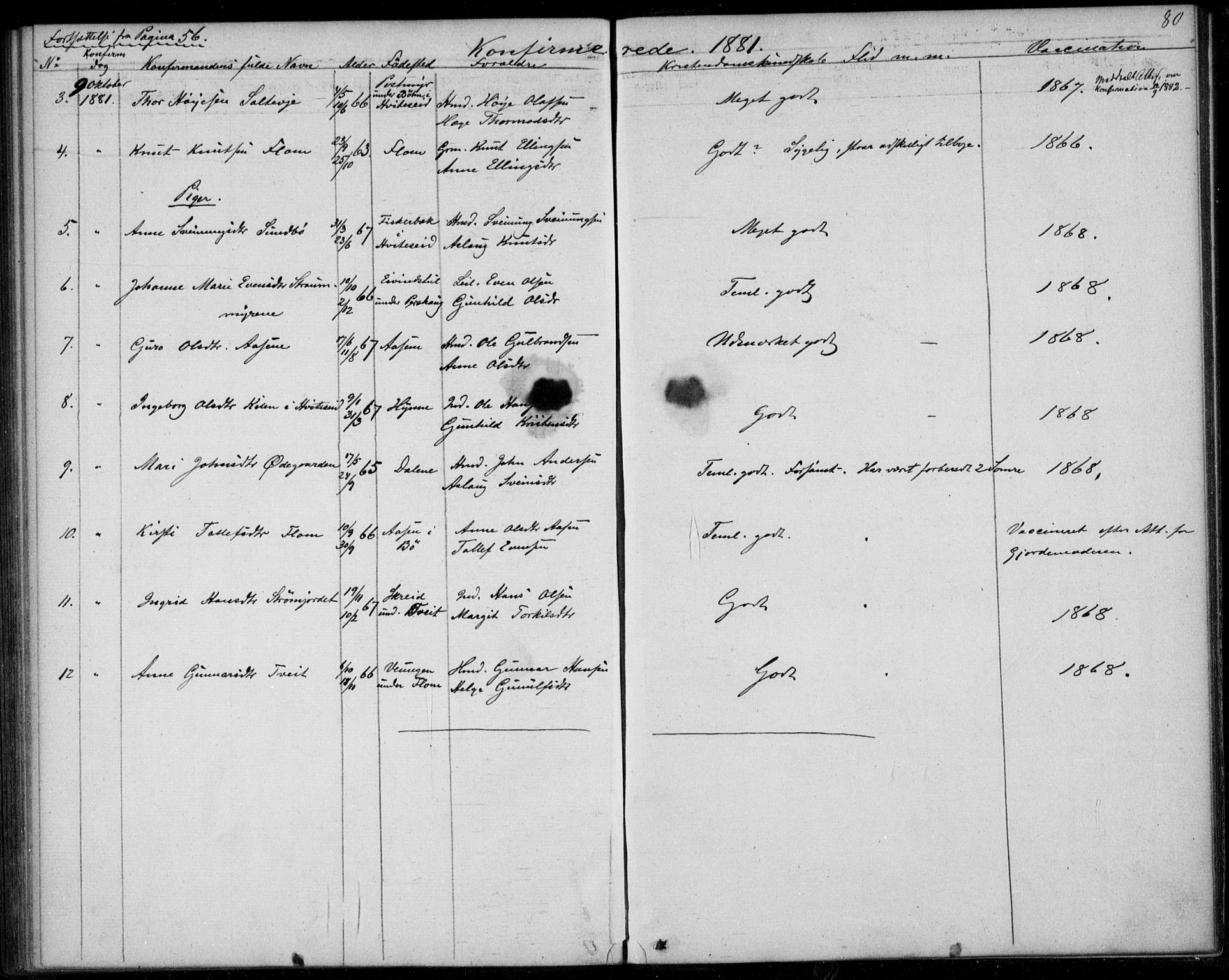 Lunde kirkebøker, AV/SAKO-A-282/F/Fb/L0002: Ministerialbok nr. II 2, 1861-1881, s. 80