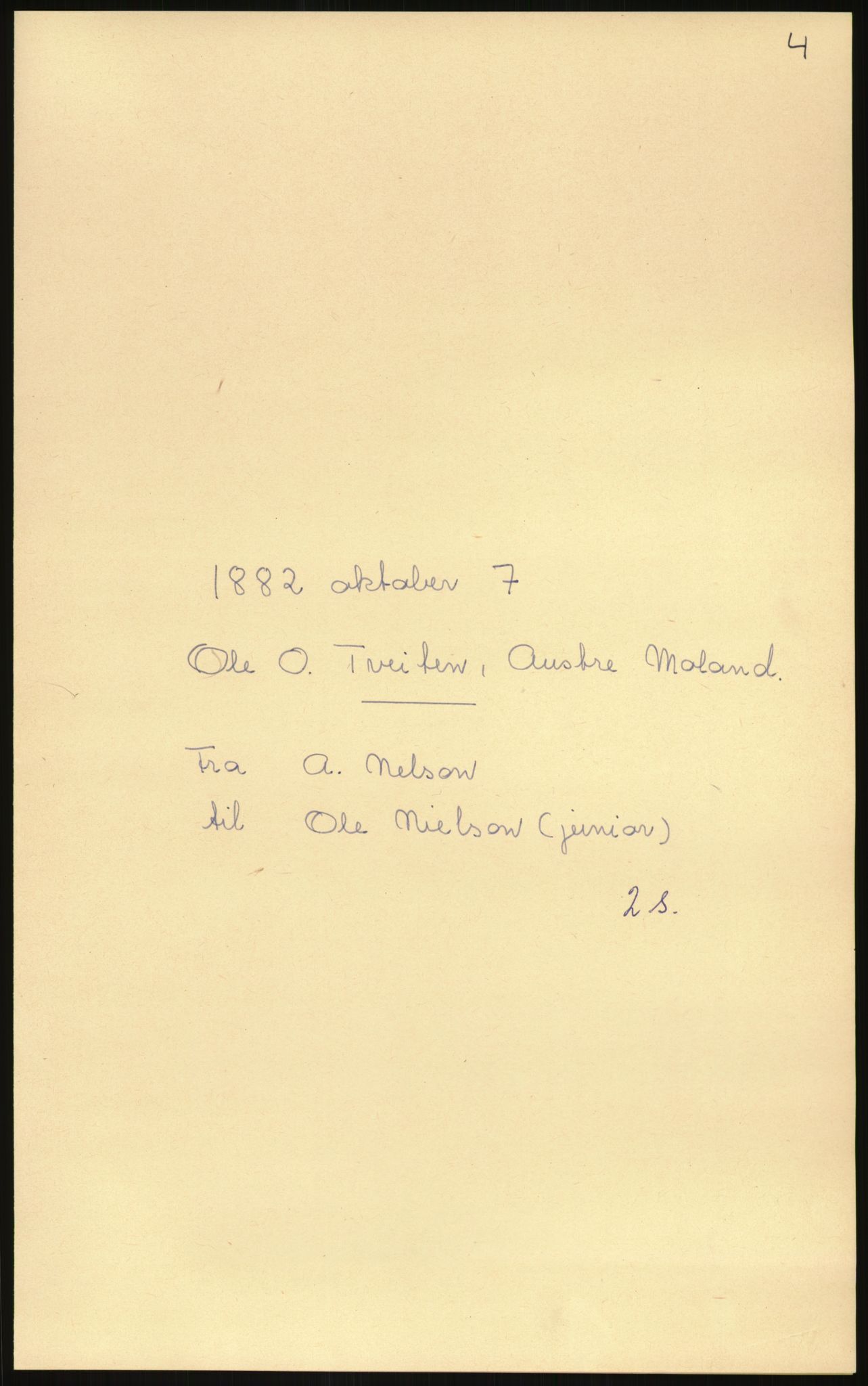 Samlinger til kildeutgivelse, Amerikabrevene, AV/RA-EA-4057/F/L0027: Innlån fra Aust-Agder: Dannevig - Valsgård, 1838-1914, s. 701