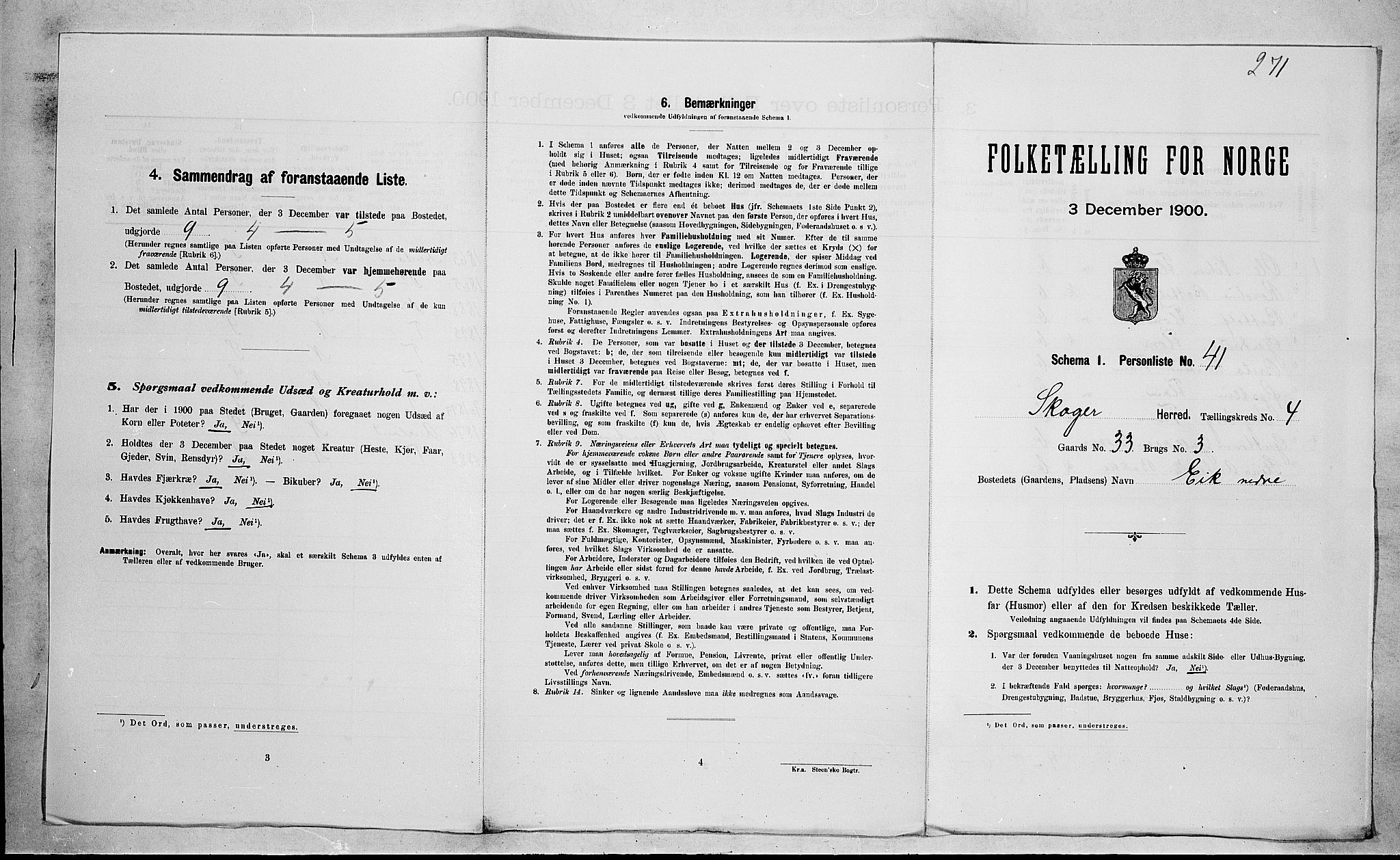 RA, Folketelling 1900 for 0712 Skoger herred, 1900, s. 677