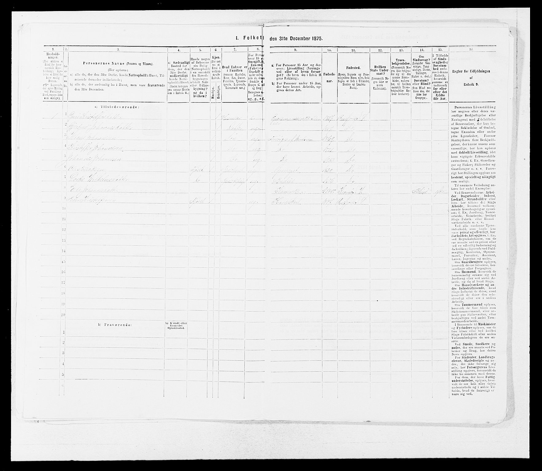 SAB, Folketelling 1875 for 1417P Vik prestegjeld, 1875, s. 313