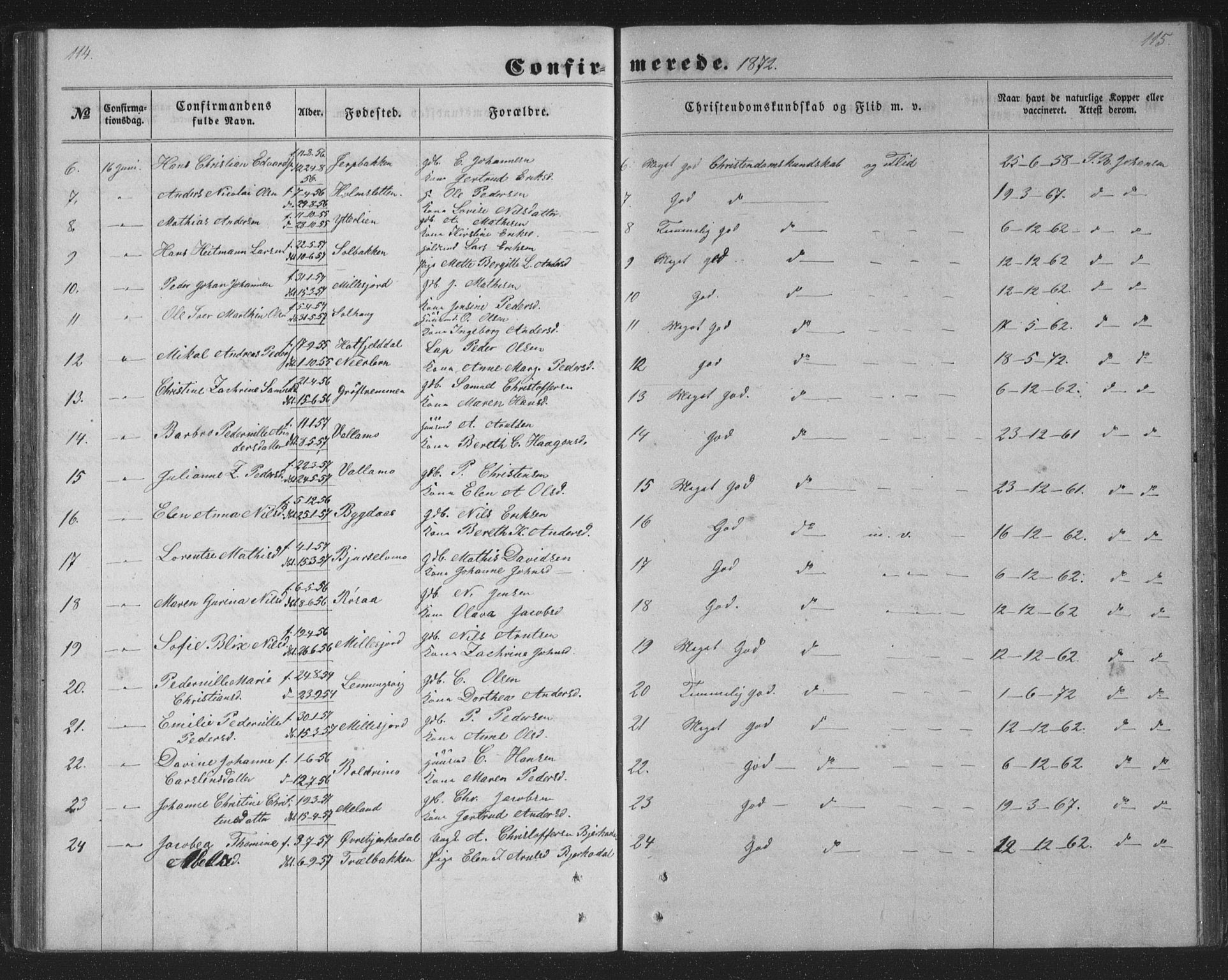 Ministerialprotokoller, klokkerbøker og fødselsregistre - Nordland, AV/SAT-A-1459/825/L0366: Klokkerbok nr. 825C03, 1858-1884, s. 114-115