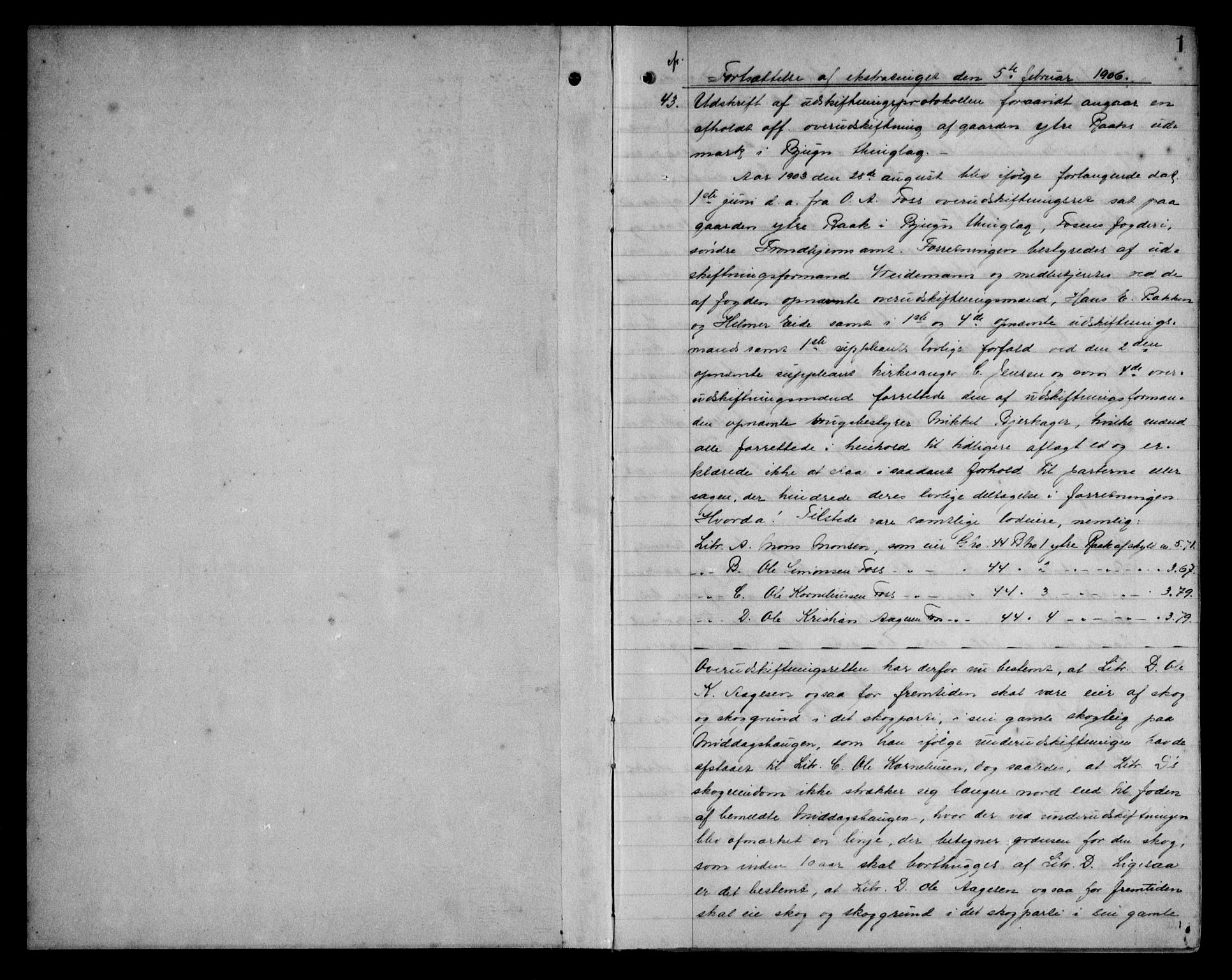 Fosen sorenskriveri, AV/SAT-A-1107/1/2/2C/L0040: Pantebok nr. 31, 1906-1907, s. 1