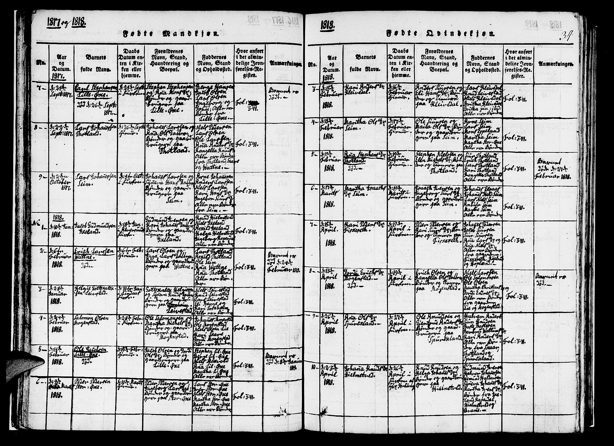 Hosanger sokneprestembete, AV/SAB-A-75801/H/Haa: Ministerialbok nr. A 5, 1815-1824, s. 34