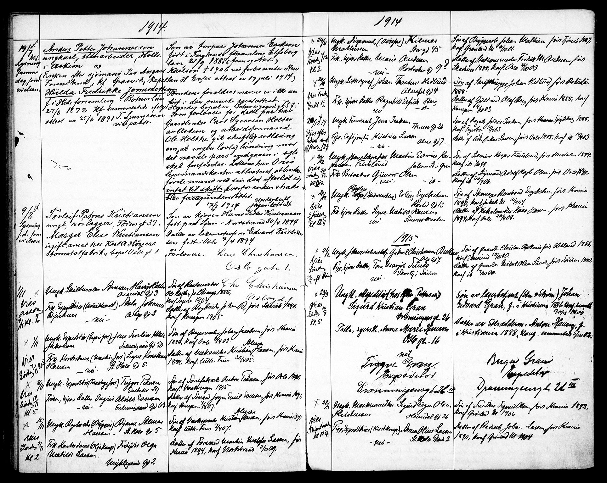 Gamlebyen prestekontor Kirkebøker, AV/SAO-A-10884/H/Ha/L0002: Lysningsprotokoll nr. 2, 1898-1916