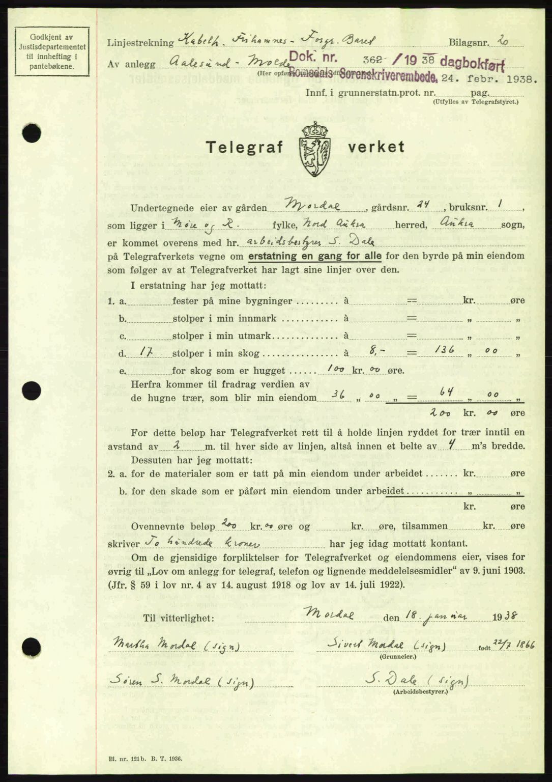 Romsdal sorenskriveri, SAT/A-4149/1/2/2C: Pantebok nr. A4, 1937-1938, Dagboknr: 362/1938
