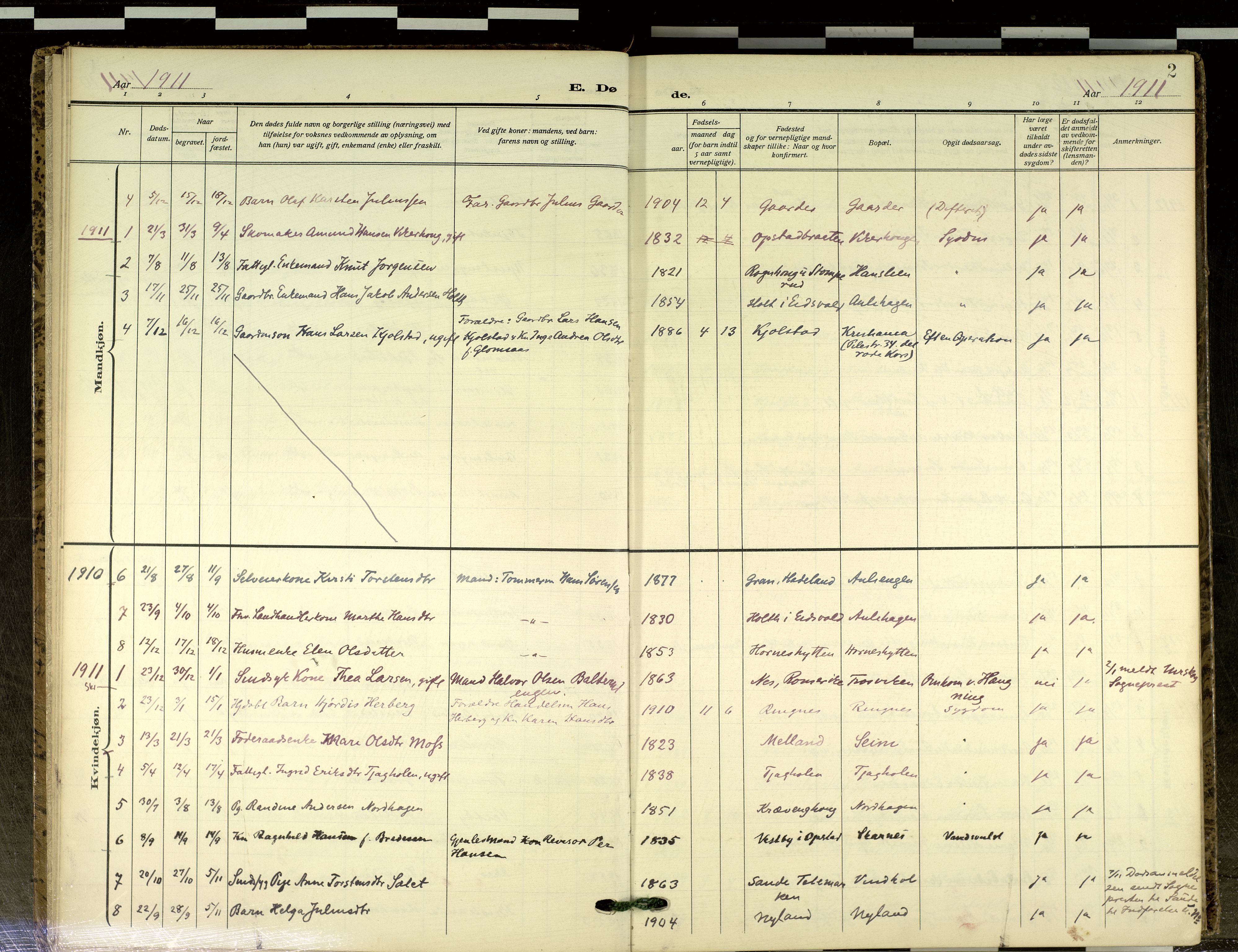 Sør-Odal prestekontor, AV/SAH-PREST-030/H/Ha/Haa/L0021: Ministerialbok nr. 21, 1909-2012, s. 2