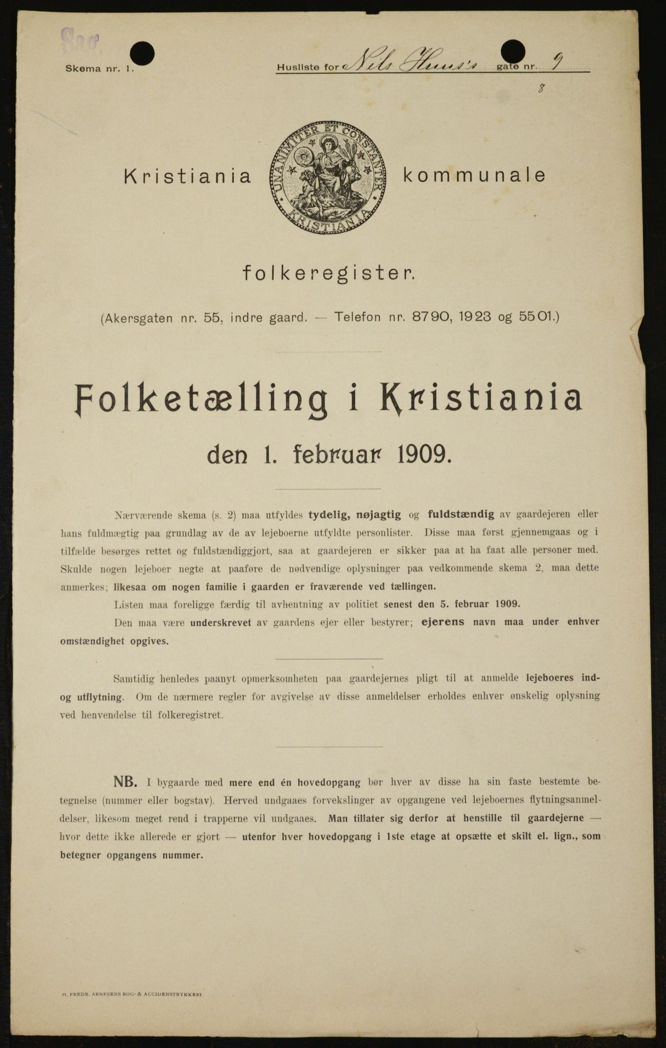 OBA, Kommunal folketelling 1.2.1909 for Kristiania kjøpstad, 1909, s. 64223
