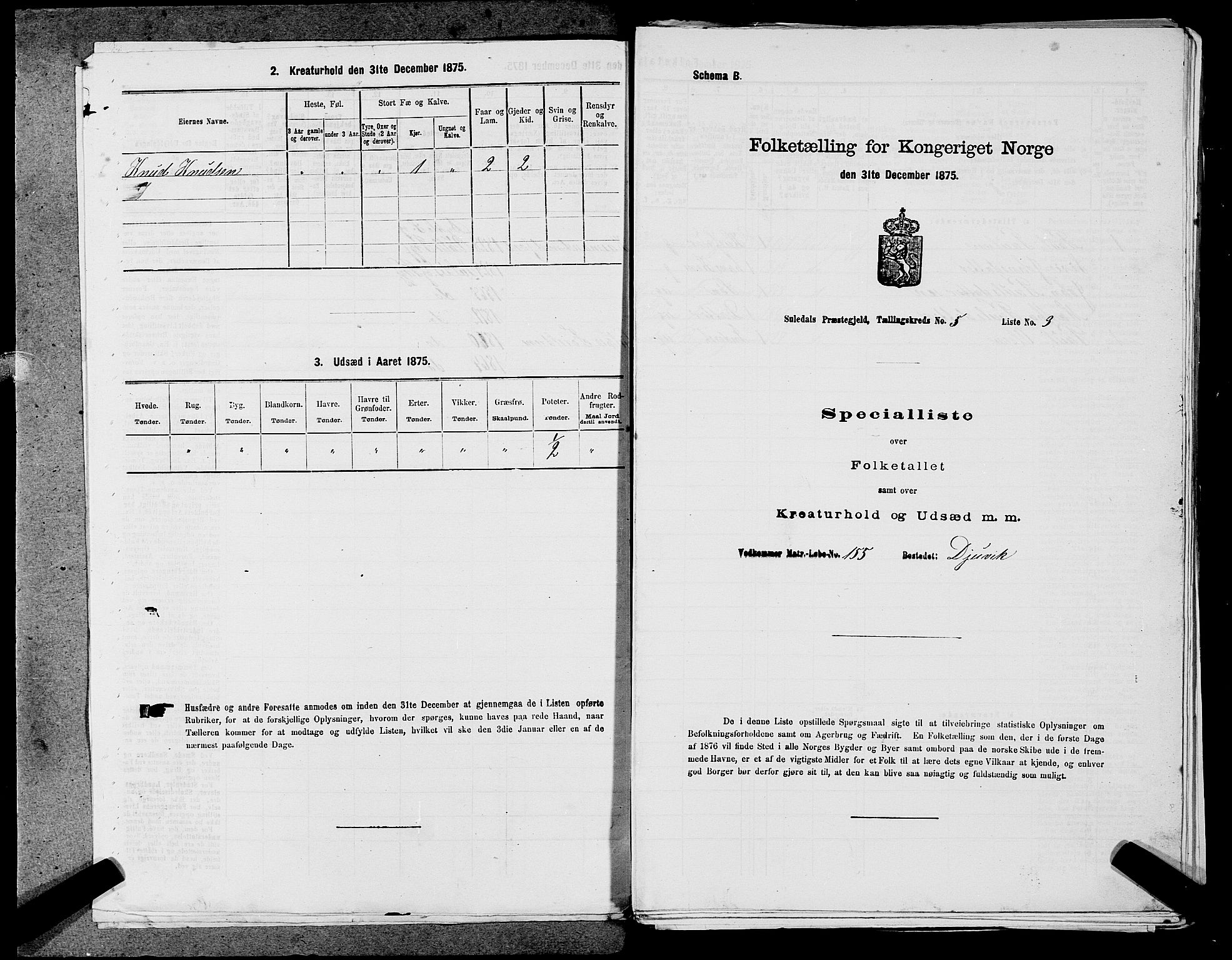 SAST, Folketelling 1875 for 1134P Suldal prestegjeld, 1875, s. 571