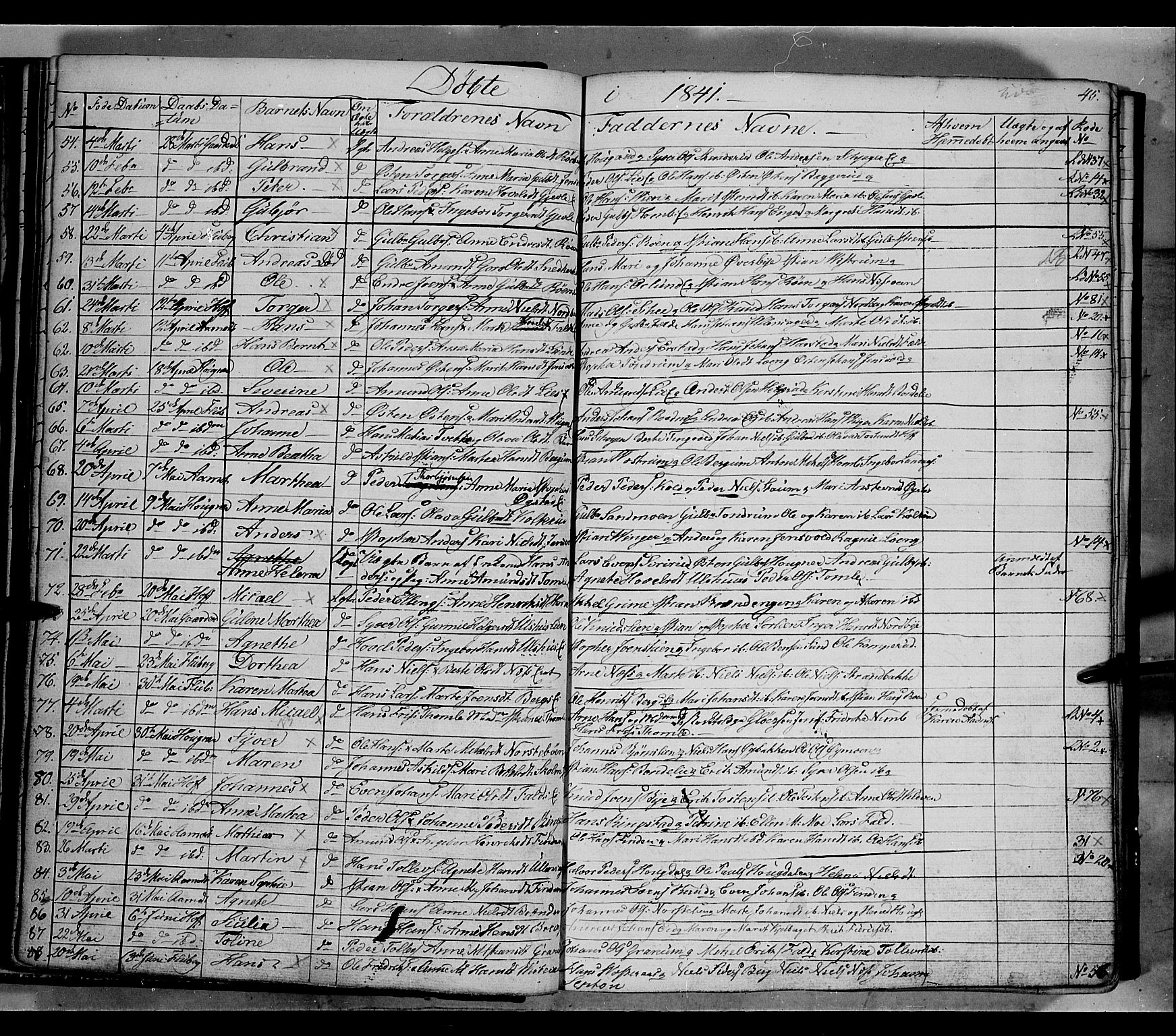 Land prestekontor, AV/SAH-PREST-120/H/Ha/Hab/L0002: Klokkerbok nr. 2, 1833-1849, s. 45