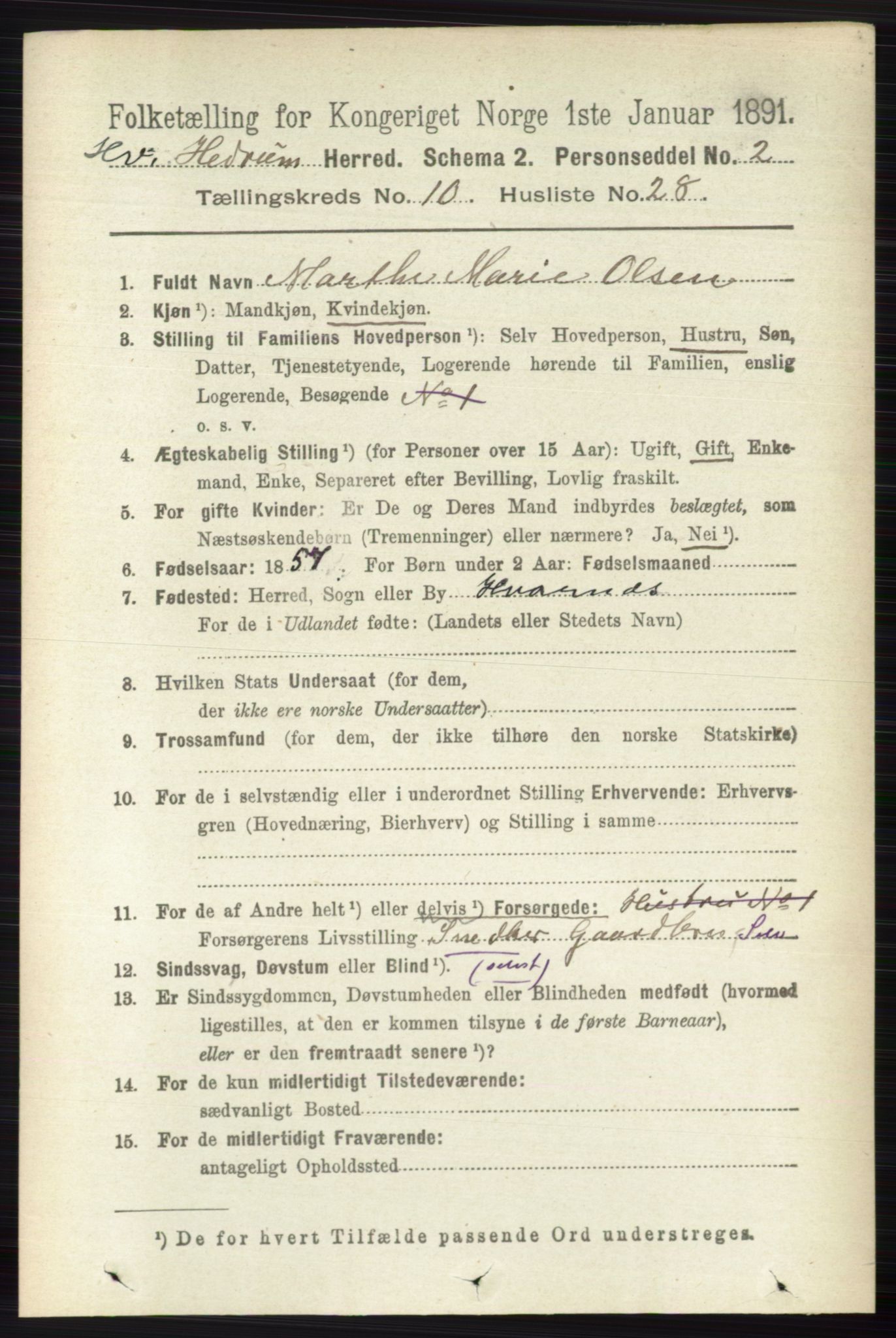 RA, Folketelling 1891 for 0727 Hedrum herred, 1891, s. 4590