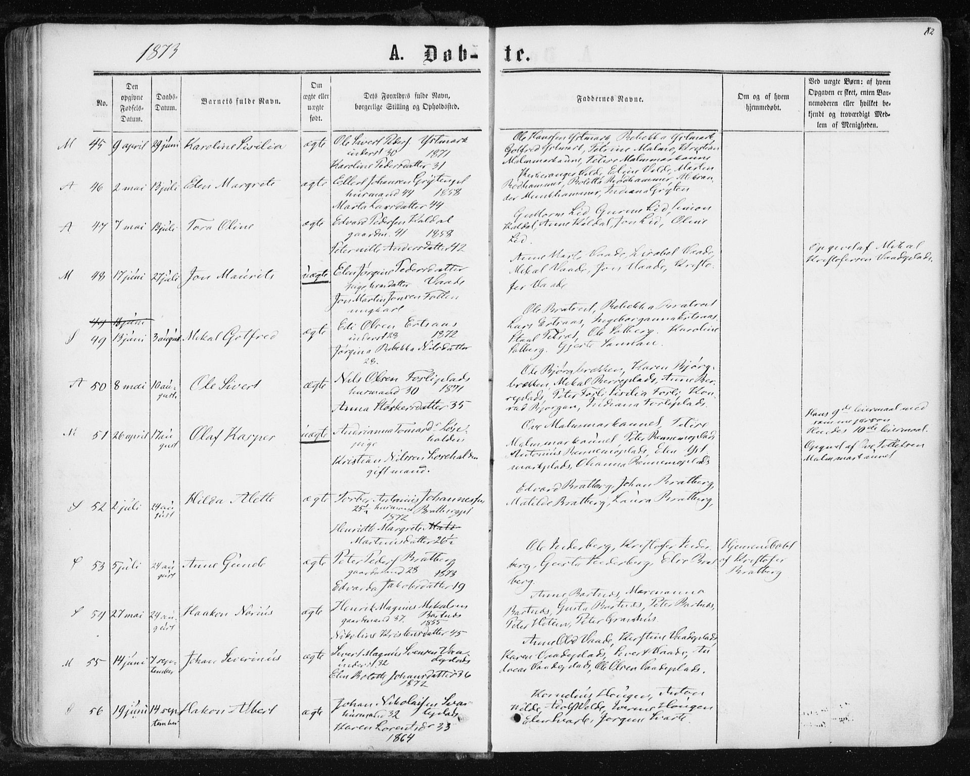 Ministerialprotokoller, klokkerbøker og fødselsregistre - Nord-Trøndelag, AV/SAT-A-1458/741/L0394: Ministerialbok nr. 741A08, 1864-1877, s. 82