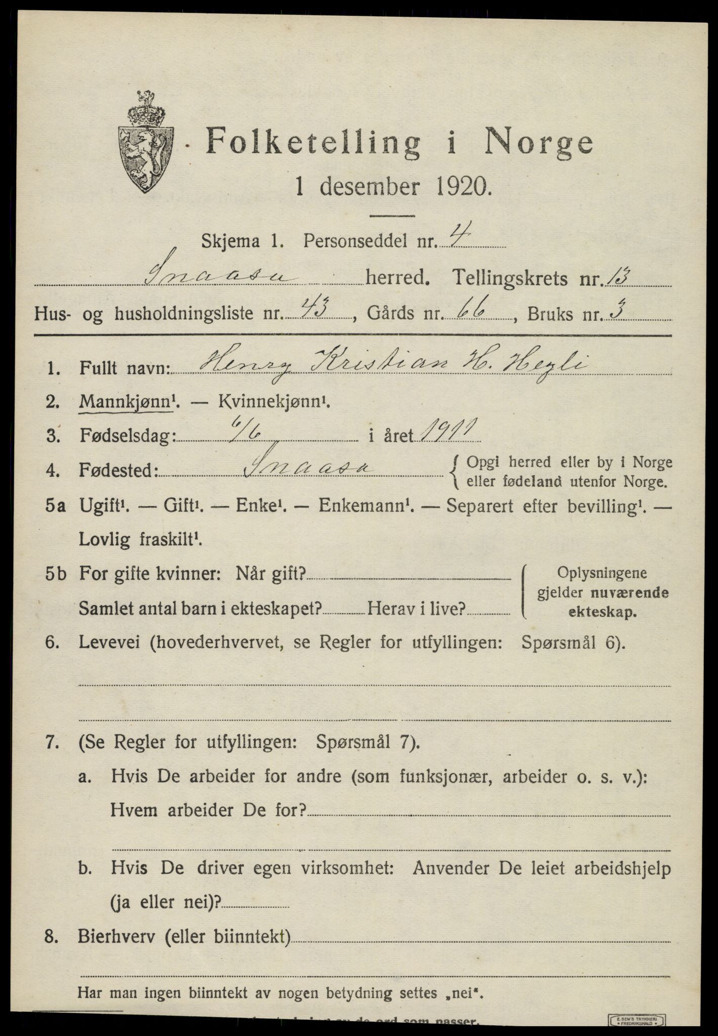 SAT, Folketelling 1920 for 1736 Snåsa herred, 1920, s. 6108