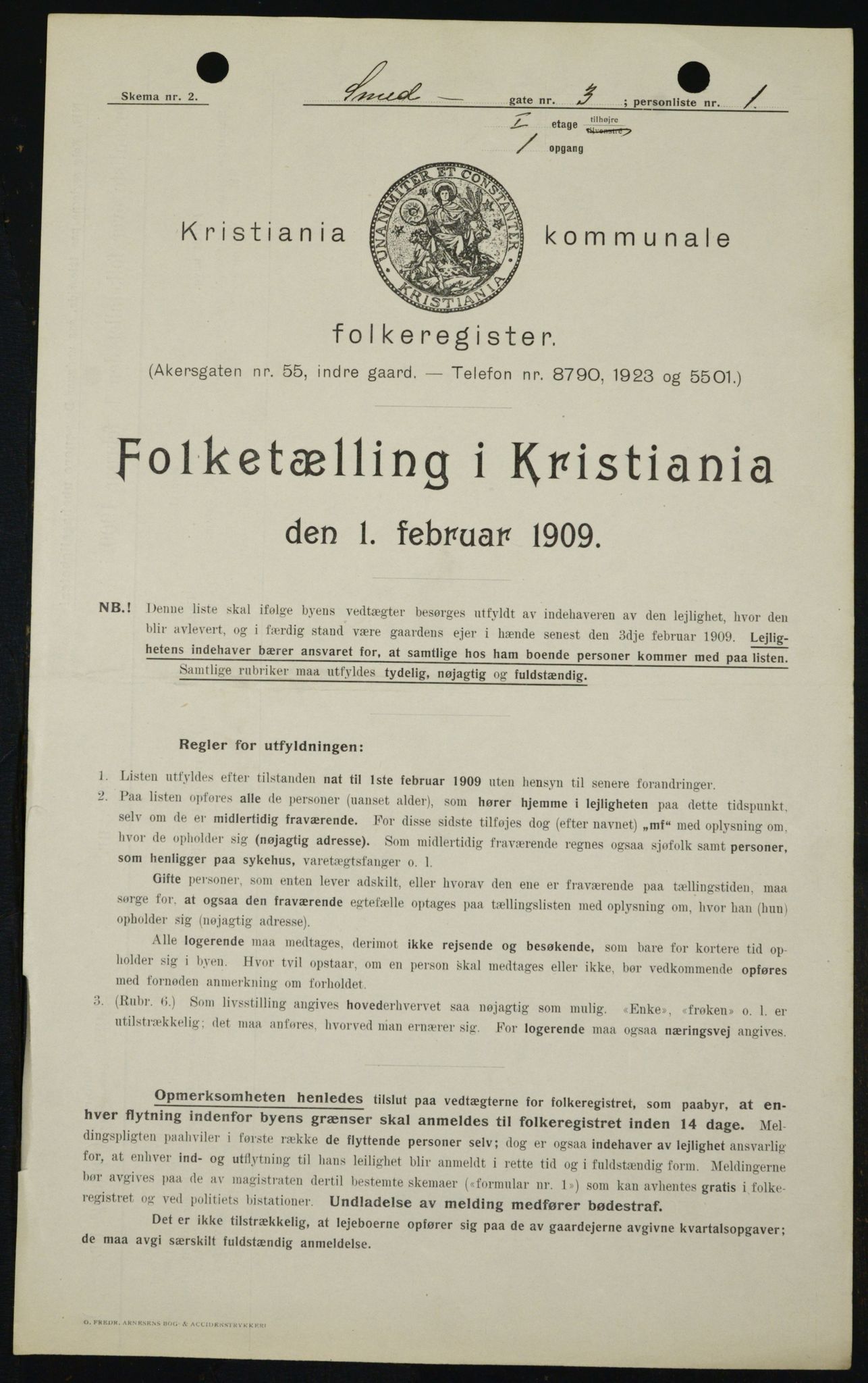 OBA, Kommunal folketelling 1.2.1909 for Kristiania kjøpstad, 1909, s. 88078