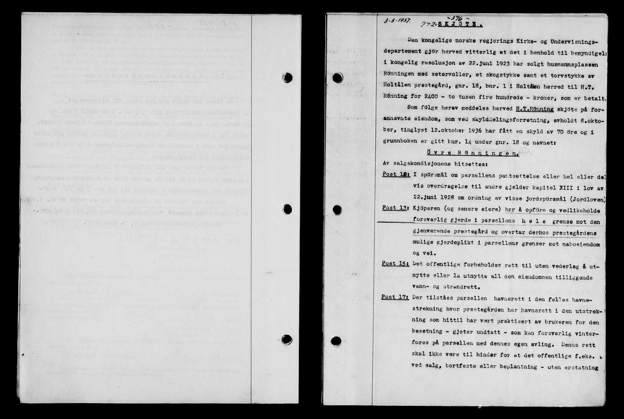 Gauldal sorenskriveri, SAT/A-0014/1/2/2C/L0047: Pantebok nr. 50-51, 1937-1937, Dagboknr: 272/1937