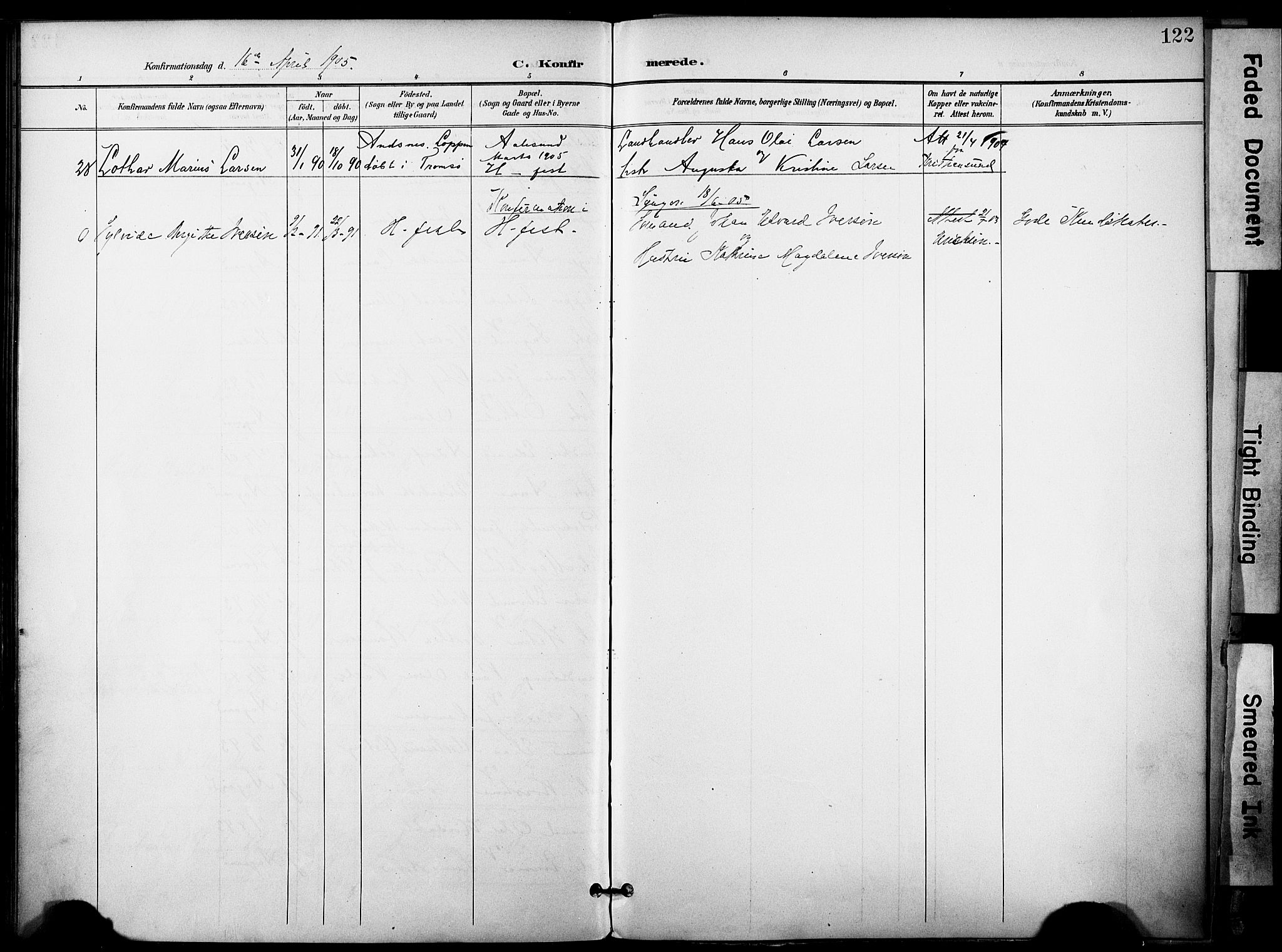 Hammerfest sokneprestkontor, AV/SATØ-S-1347/H/Ha/L0010.kirke: Ministerialbok nr. 10, 1898-1905, s. 122