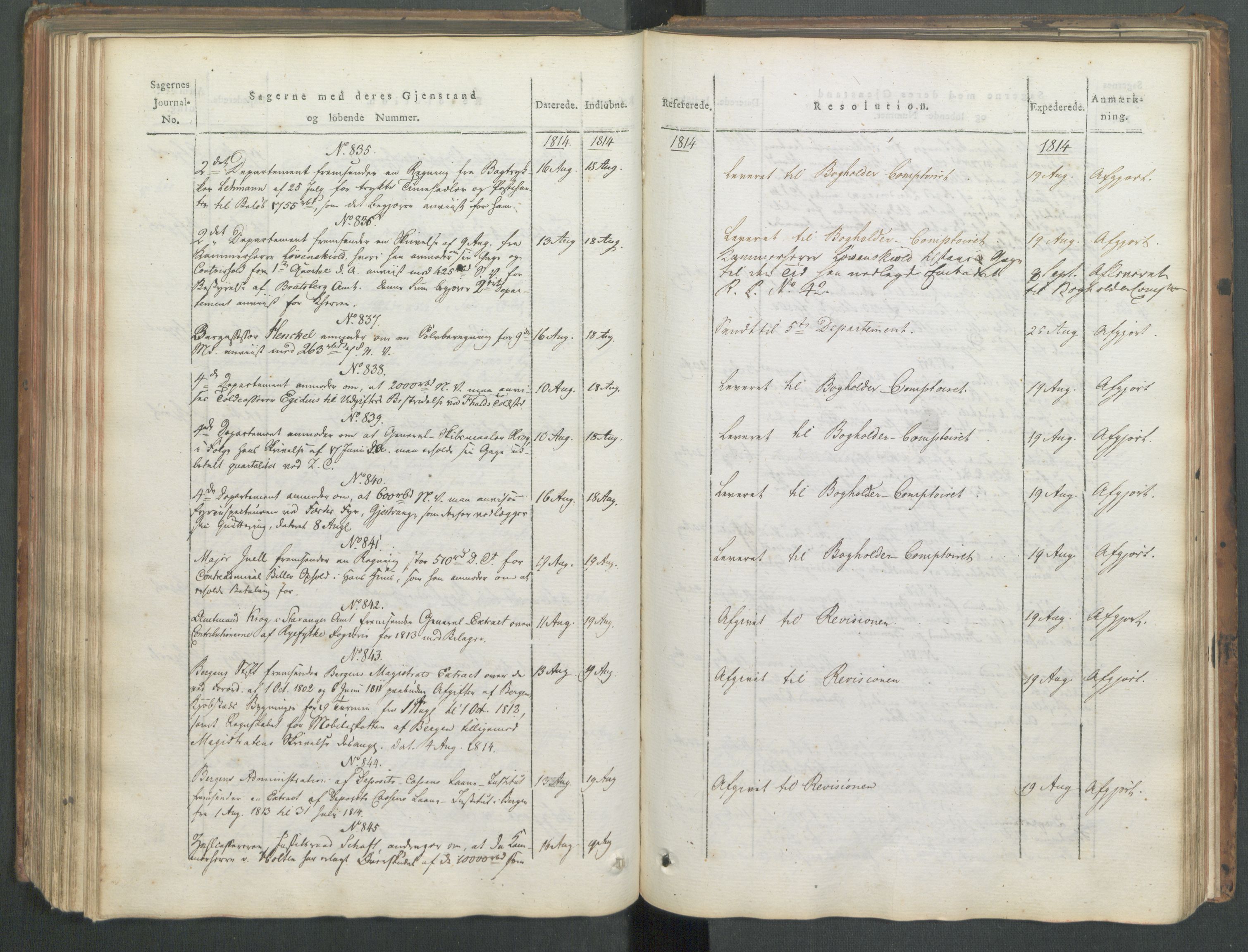 Departementene i 1814, AV/RA-S-3899/Fa/L0008: 1. byrå - Journal B, 1814, s. 166