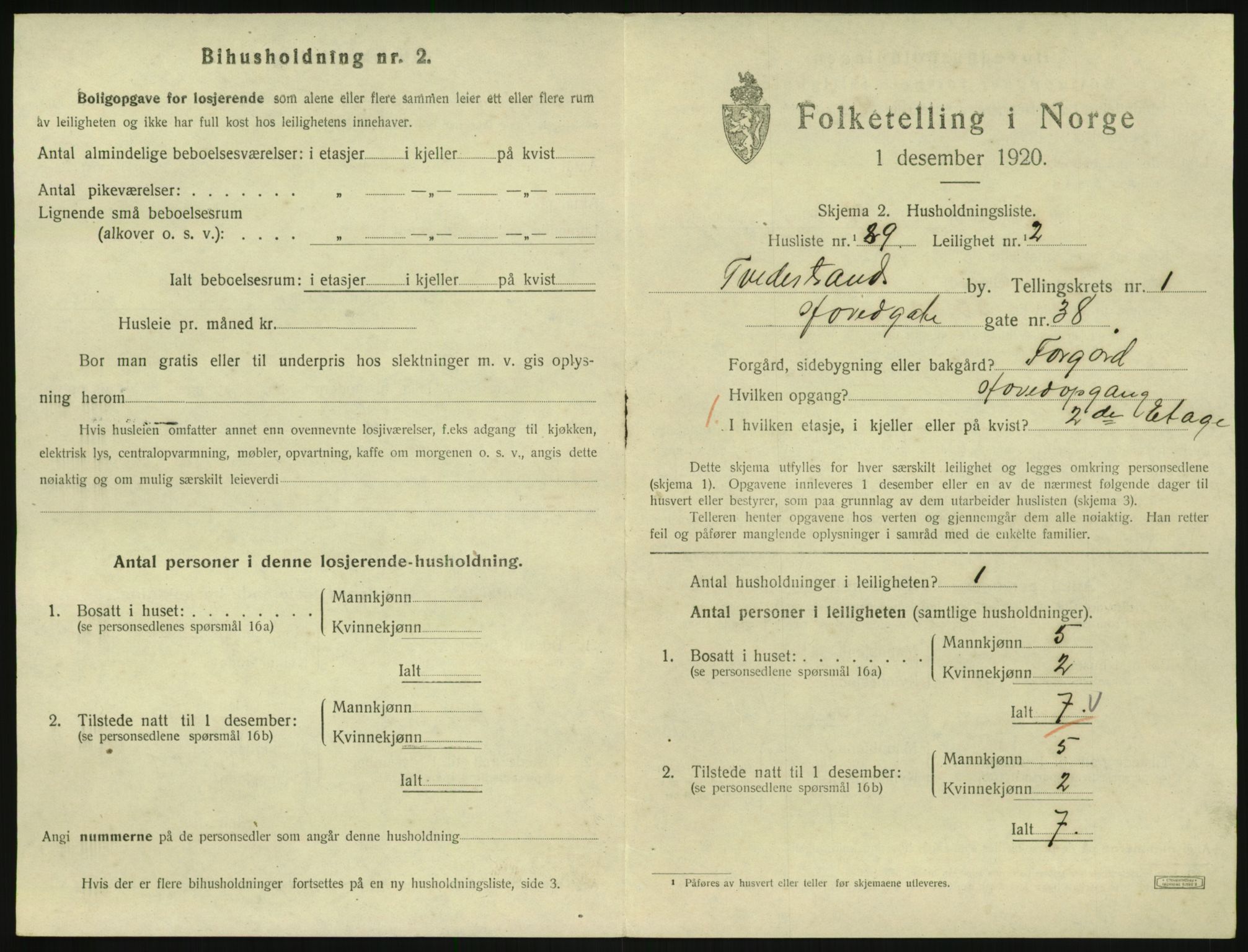 SAK, Folketelling 1920 for 0902 Tvedestrand ladested, 1920, s. 861