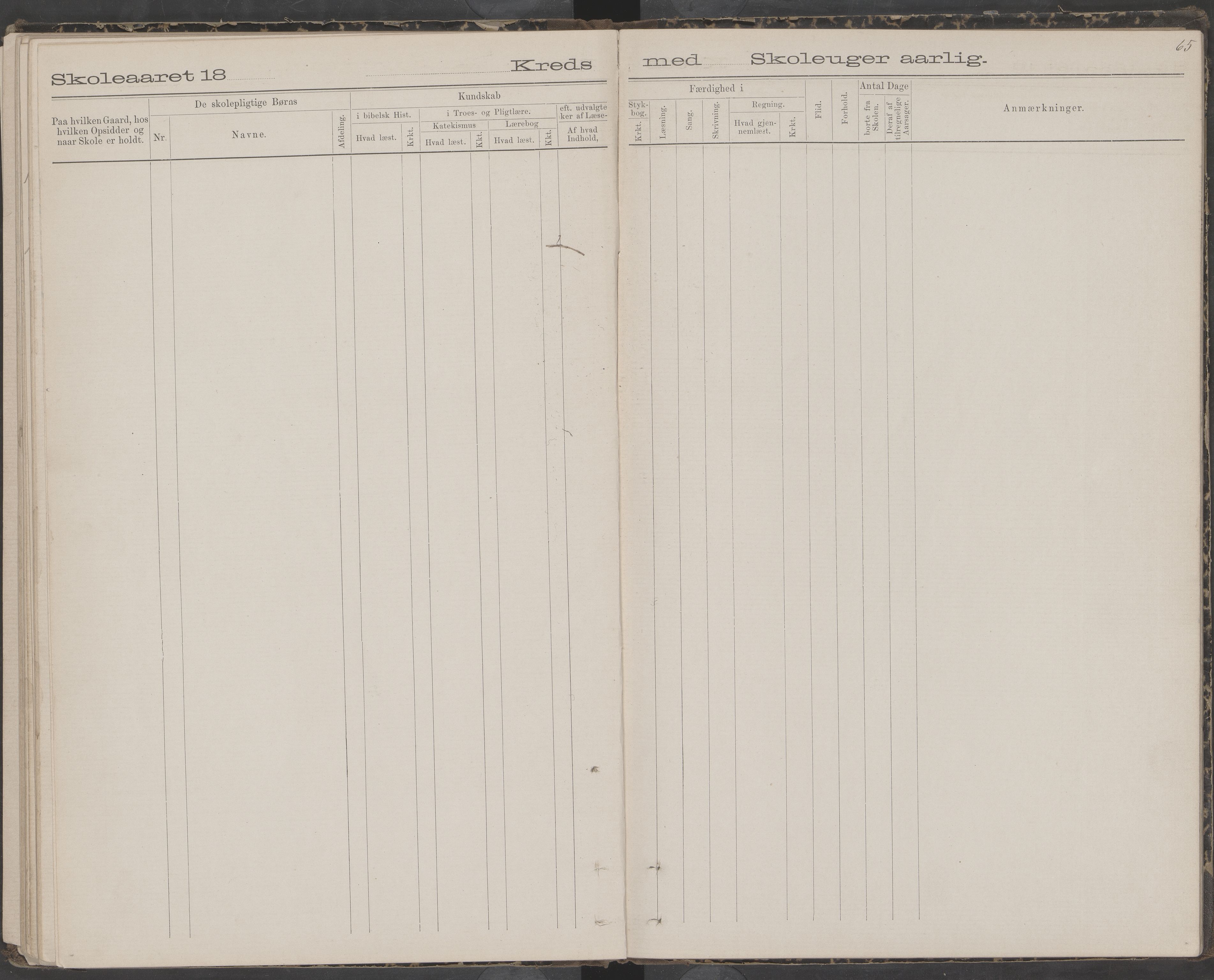 Dønna kommune. Snekkevik skolekrets, AIN/K-18270.510.07/442/L0002: Skoleprotokoll, 1888-1893