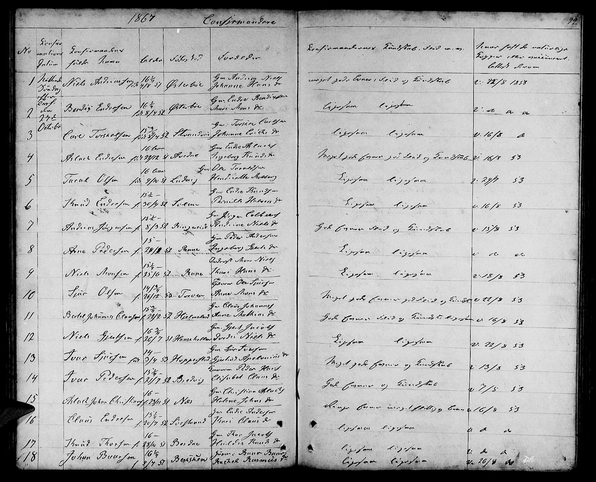 Lavik sokneprestembete, AV/SAB-A-80901: Klokkerbok nr. A 1, 1854-1881, s. 99
