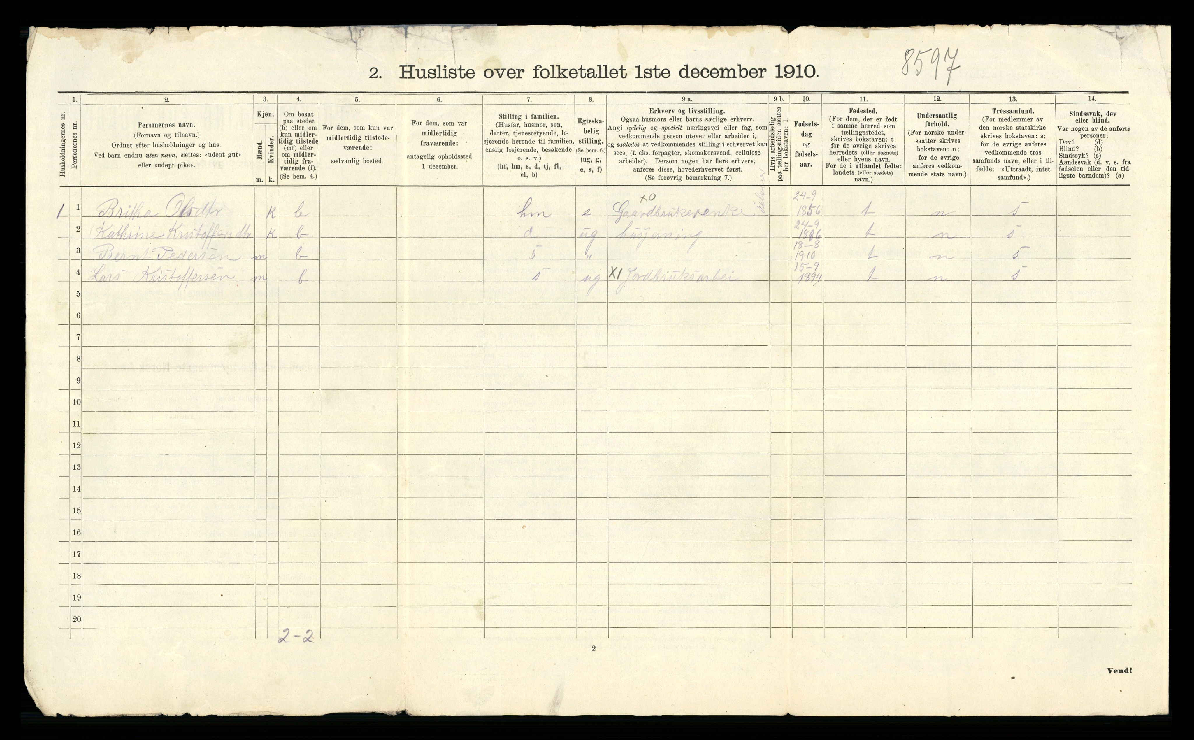 RA, Folketelling 1910 for 1212 Skånevik herred, 1910, s. 60