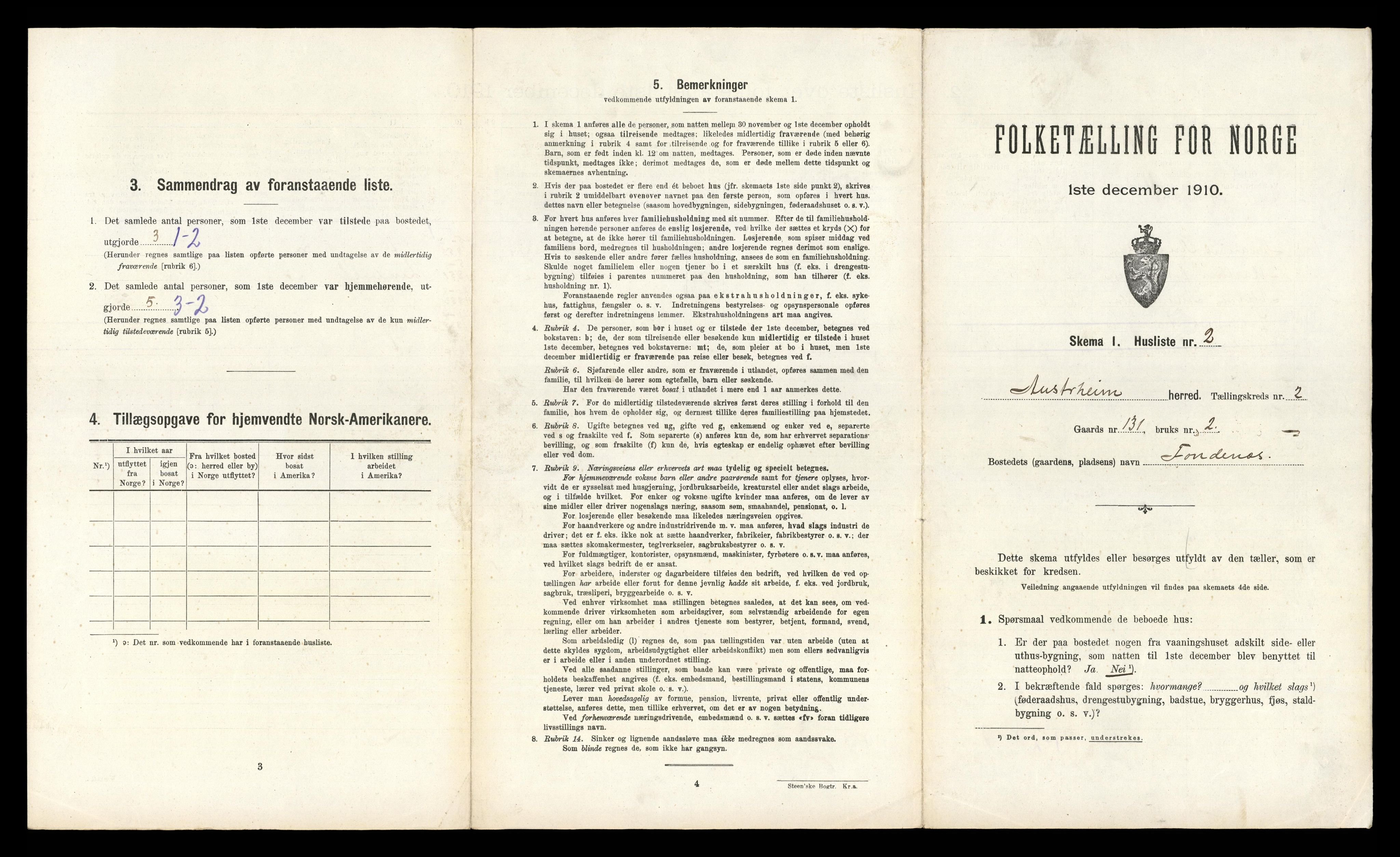 RA, Folketelling 1910 for 1264 Austrheim herred, 1910, s. 96