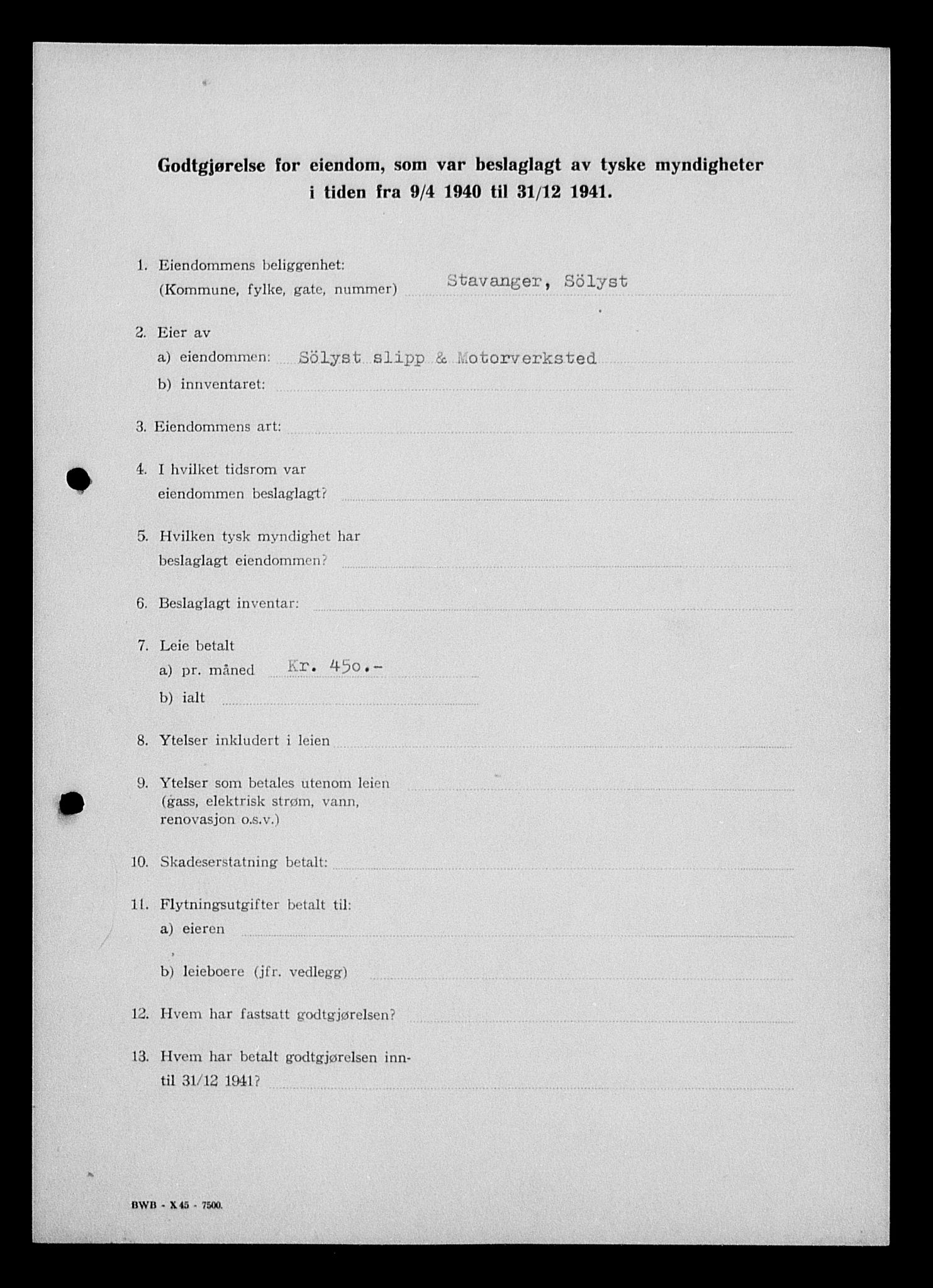 Justisdepartementet, Tilbakeføringskontoret for inndratte formuer, AV/RA-S-1564/I/L1014: Godtgjørelse for beslaglagt eiendom, 1940-1941, s. 137
