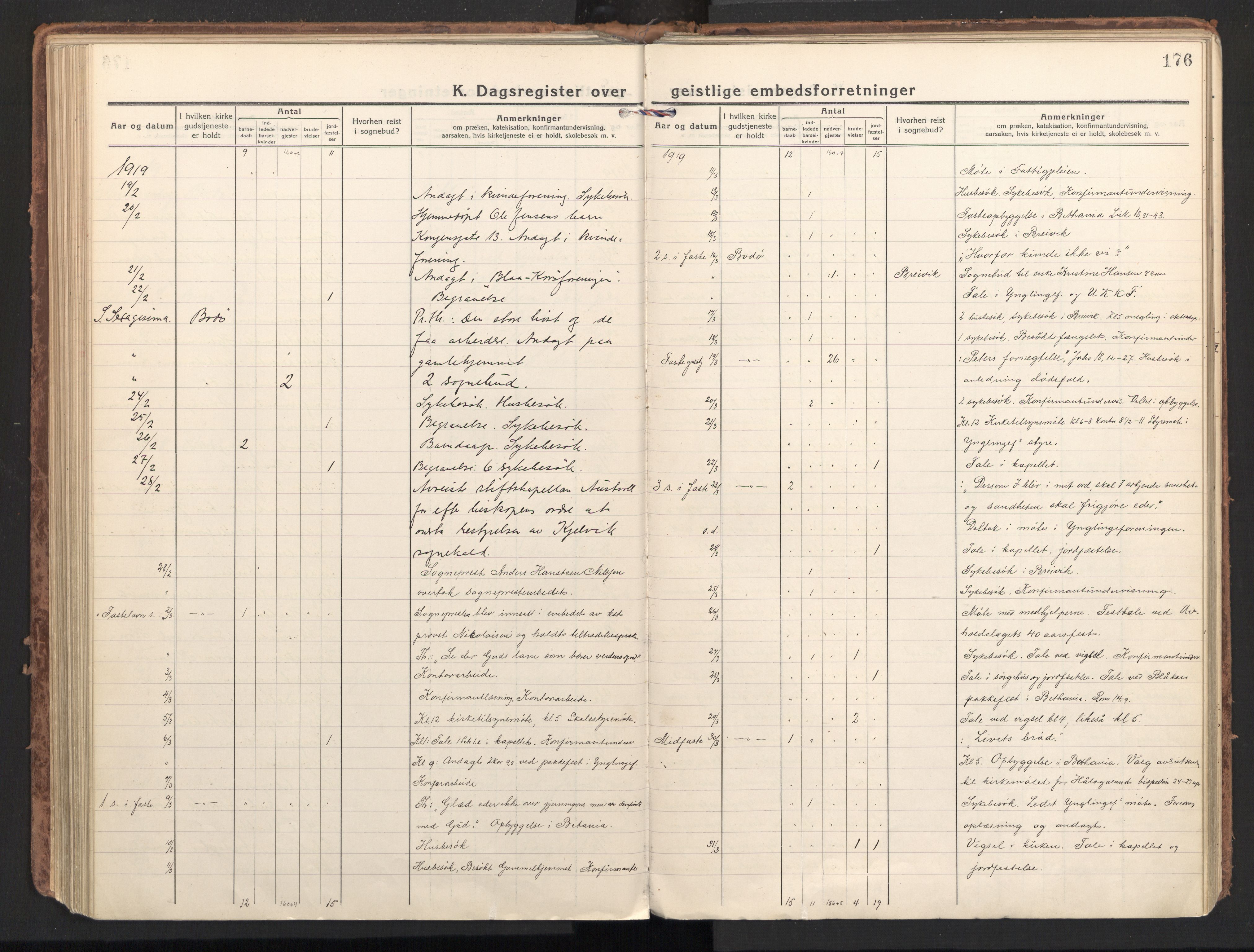 Ministerialprotokoller, klokkerbøker og fødselsregistre - Nordland, SAT/A-1459/801/L0018: Ministerialbok nr. 801A18, 1916-1930, s. 176