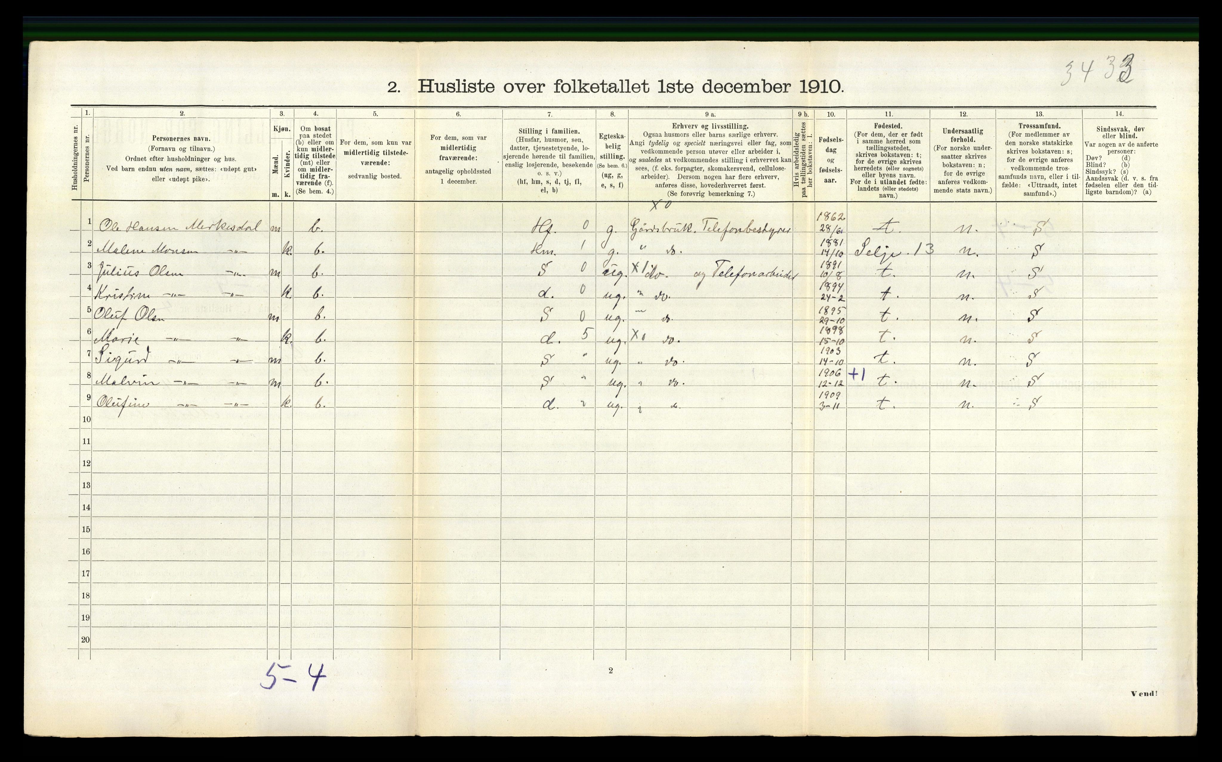 RA, Folketelling 1910 for 1411 Gulen herred, 1910, s. 675