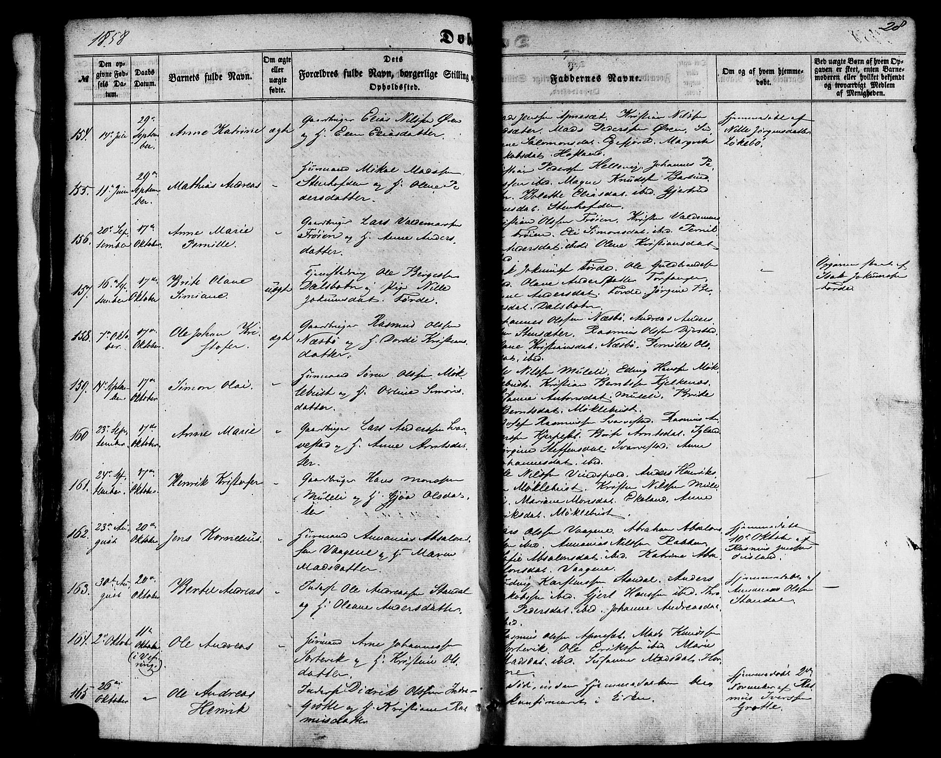 Kinn sokneprestembete, AV/SAB-A-80801/H/Haa/Haaa/L0006: Ministerialbok nr. A 6, 1857-1885, s. 28