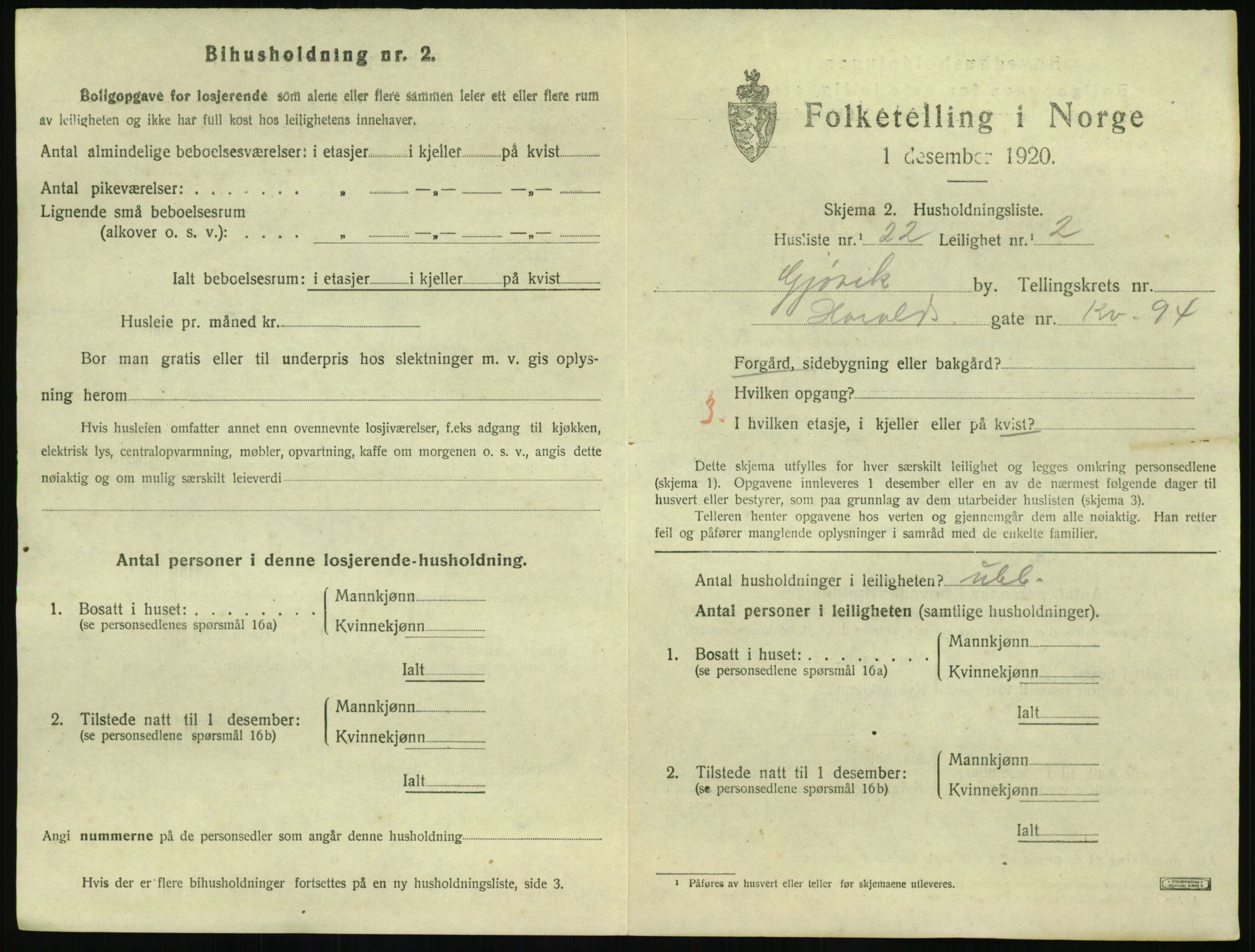 SAH, Folketelling 1920 for 0502 Gjøvik kjøpstad, 1920, s. 2308