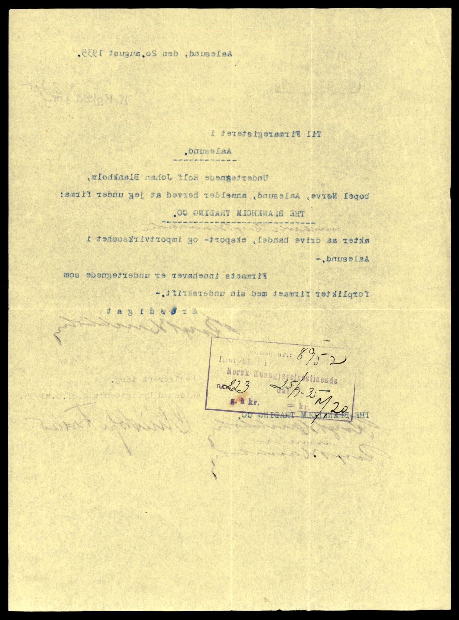 Ålesund sorenskriveri, AV/SAT-A-4383/2/J/Jd/Jde/L0003: Bilag. Enkeltmannsforetak Bla - Bru, 1934-1989, s. 4
