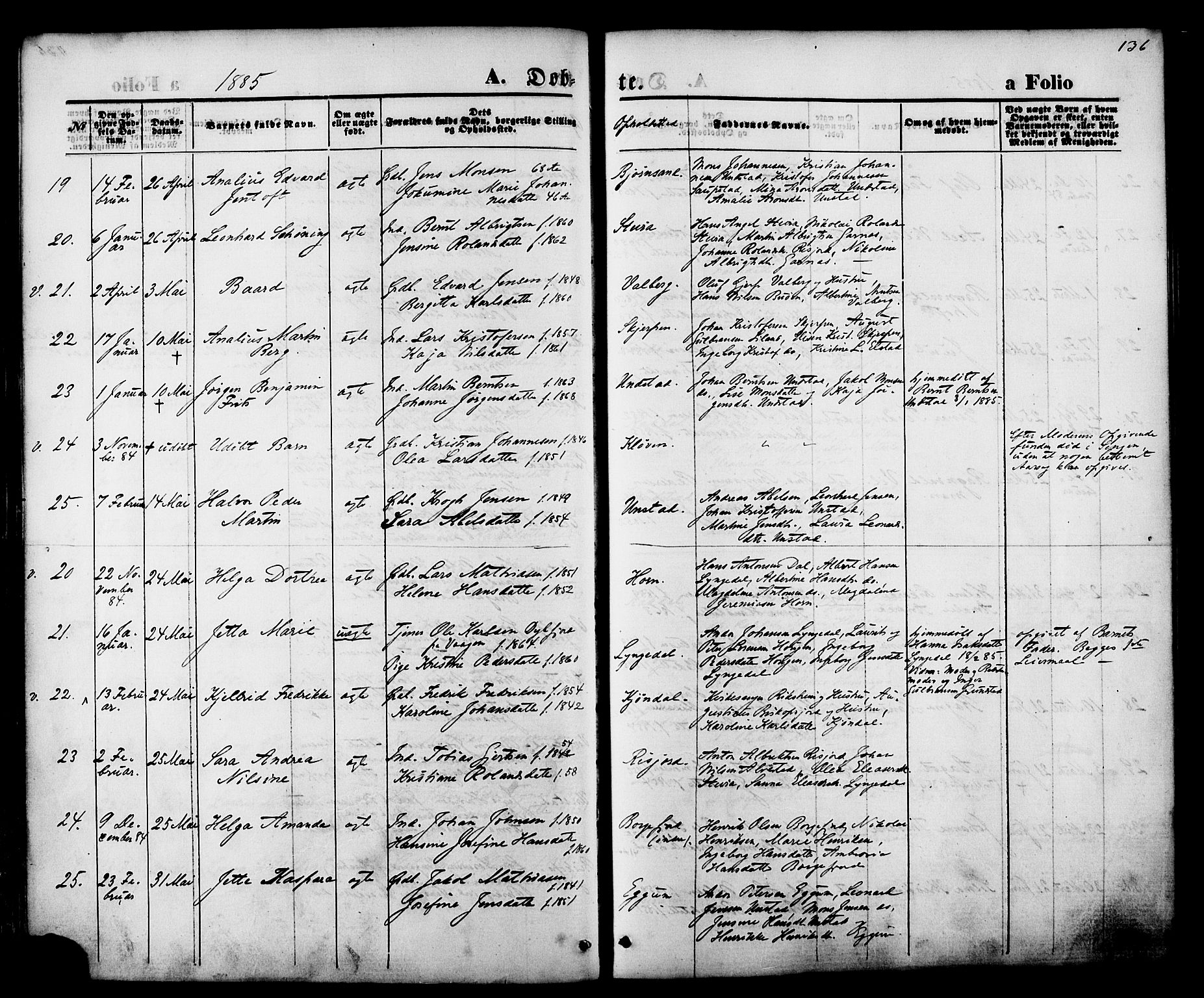 Ministerialprotokoller, klokkerbøker og fødselsregistre - Nordland, AV/SAT-A-1459/880/L1132: Ministerialbok nr. 880A06, 1869-1887, s. 136