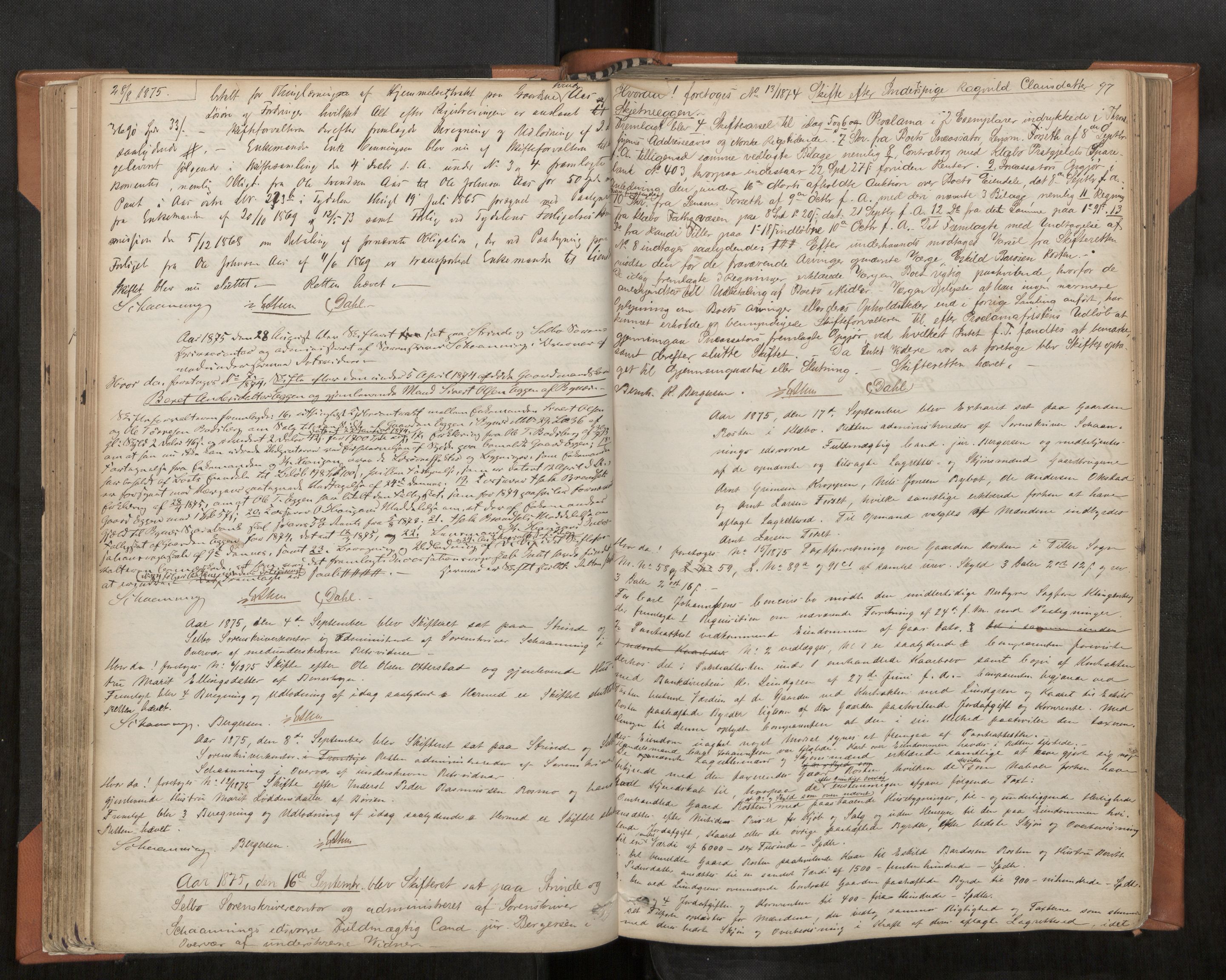 Strinda og Selbu sorenskriveri, AV/SAT-A-0015/3/3B/L0004: Skifteforhandlingsprot. 4 4, 1866-1883, s. 97