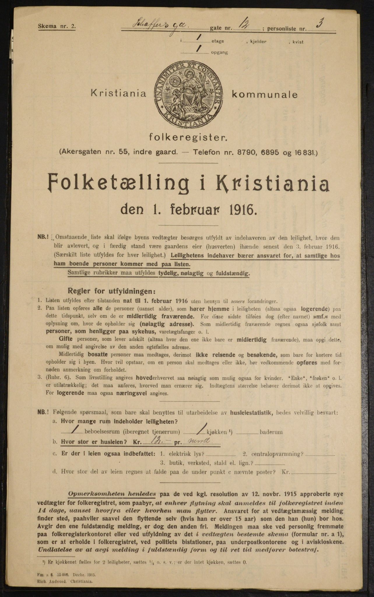 OBA, Kommunal folketelling 1.2.1916 for Kristiania, 1916, s. 95590