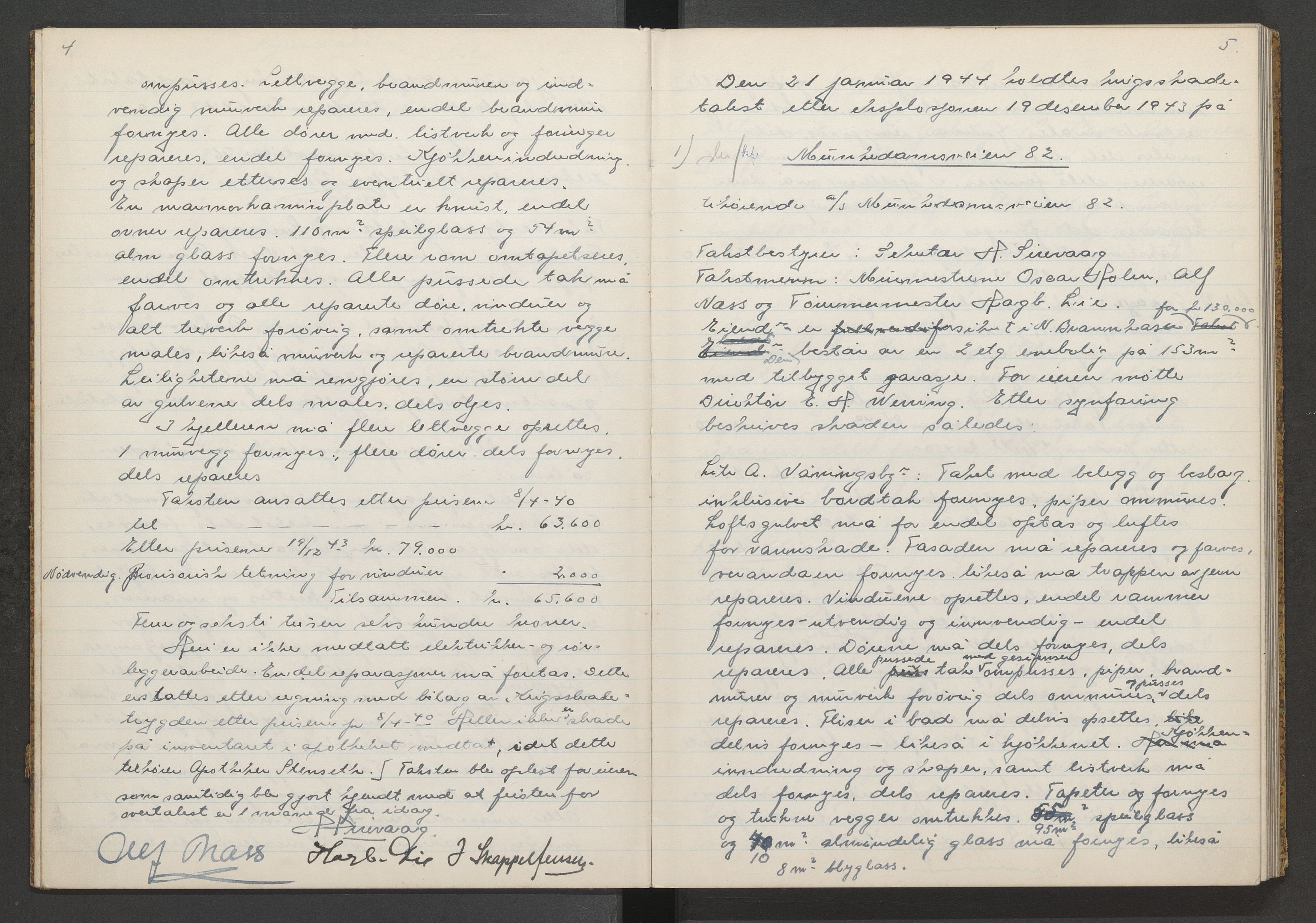 Norges brannkasse, branntakster Oslo, AV/SAO-A-11402/F/Fd/L0006: Krigsskadetakstprotokoll - nr. 6 b, 1944