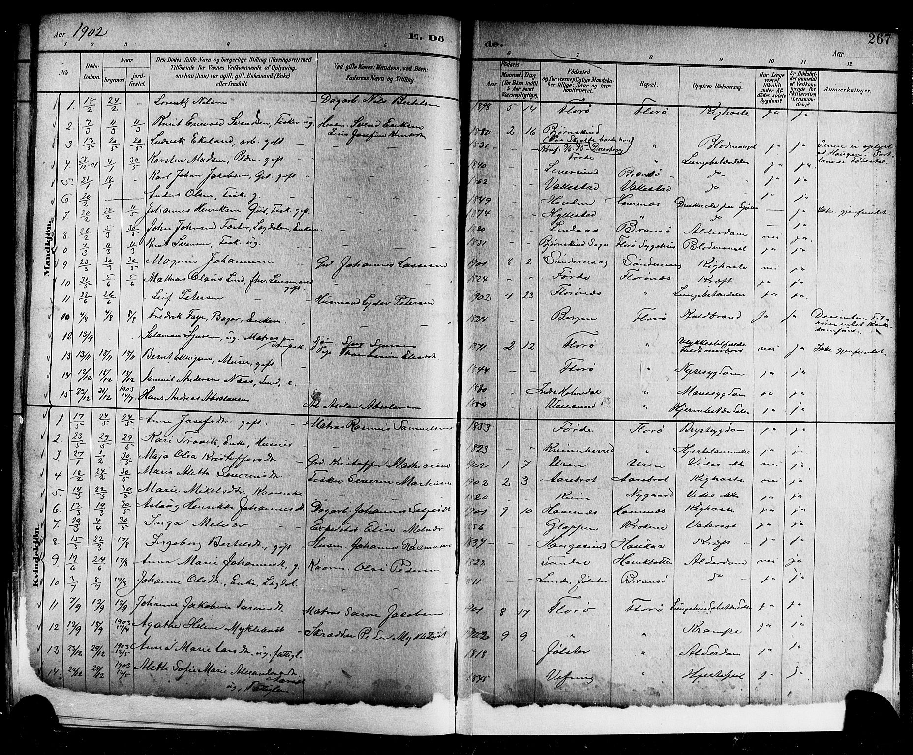 Kinn sokneprestembete, AV/SAB-A-80801/H/Hab/Haba/L0002: Klokkerbok nr. A 2, 1882-1906, s. 267
