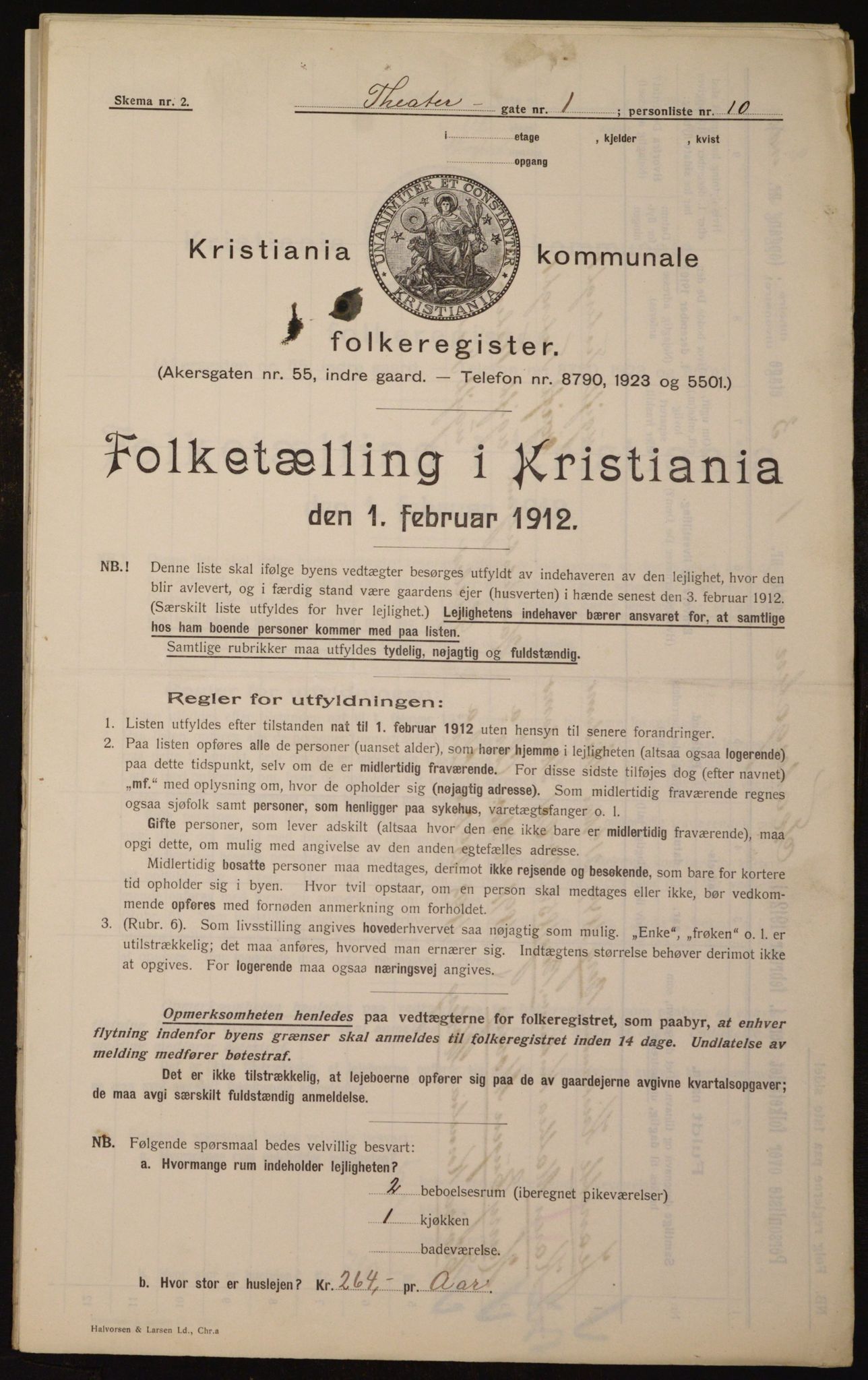 OBA, Kommunal folketelling 1.2.1912 for Kristiania, 1912, s. 107075