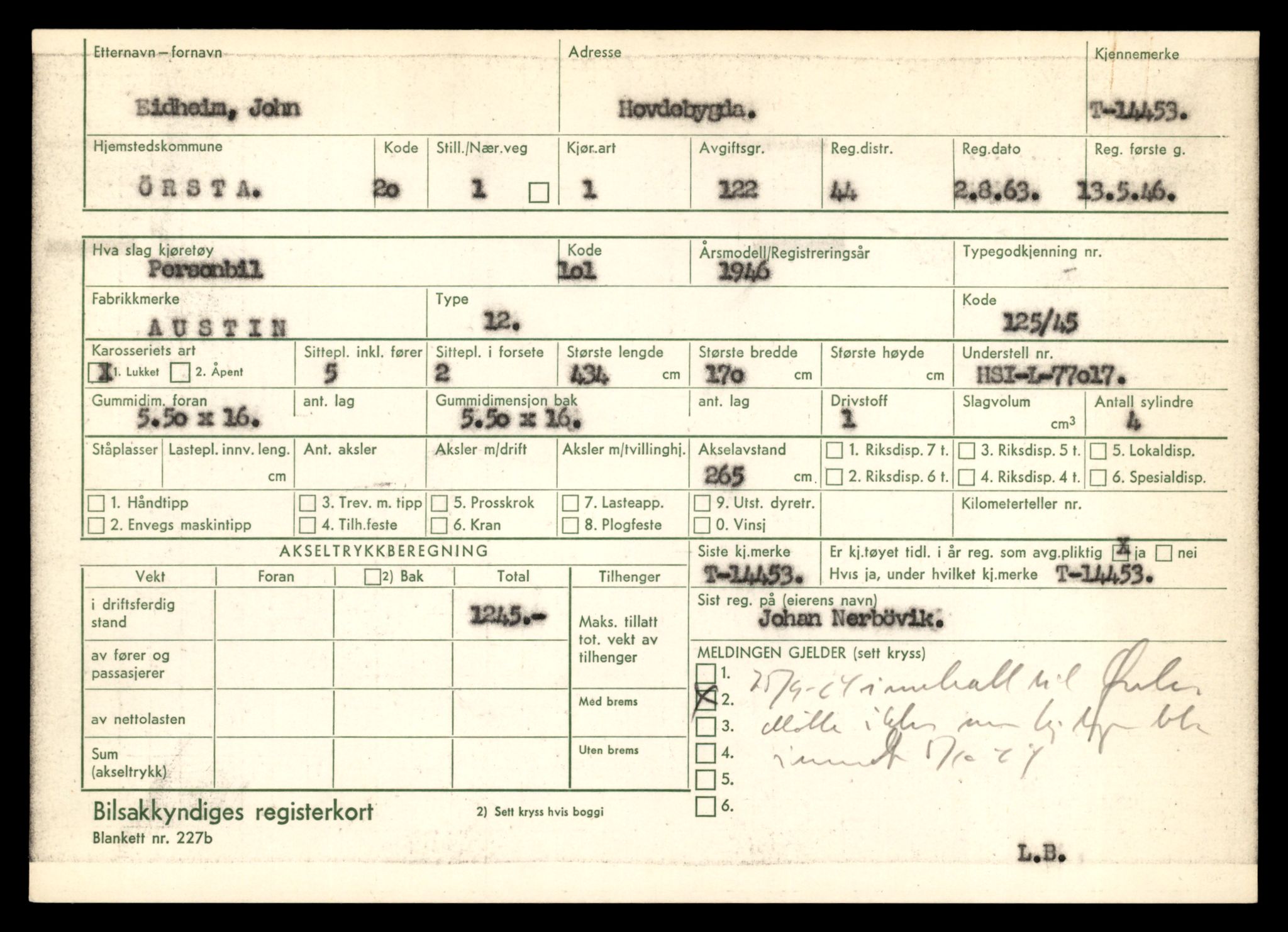 Møre og Romsdal vegkontor - Ålesund trafikkstasjon, SAT/A-4099/F/Fe/L0046: Registreringskort for kjøretøy T 14445 - T 14579, 1927-1998