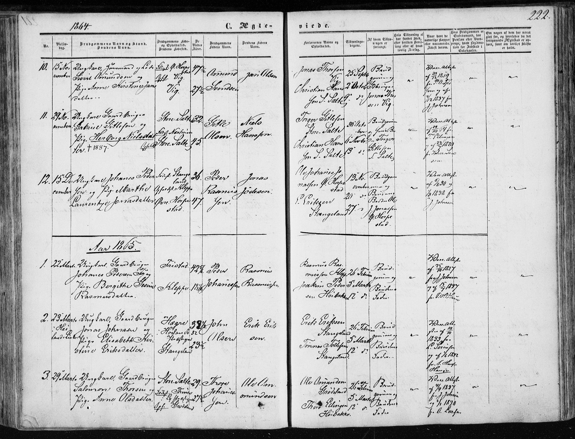 Klepp sokneprestkontor, AV/SAST-A-101803/001/3/30BA/L0005: Ministerialbok nr. A 5, 1853-1870, s. 222