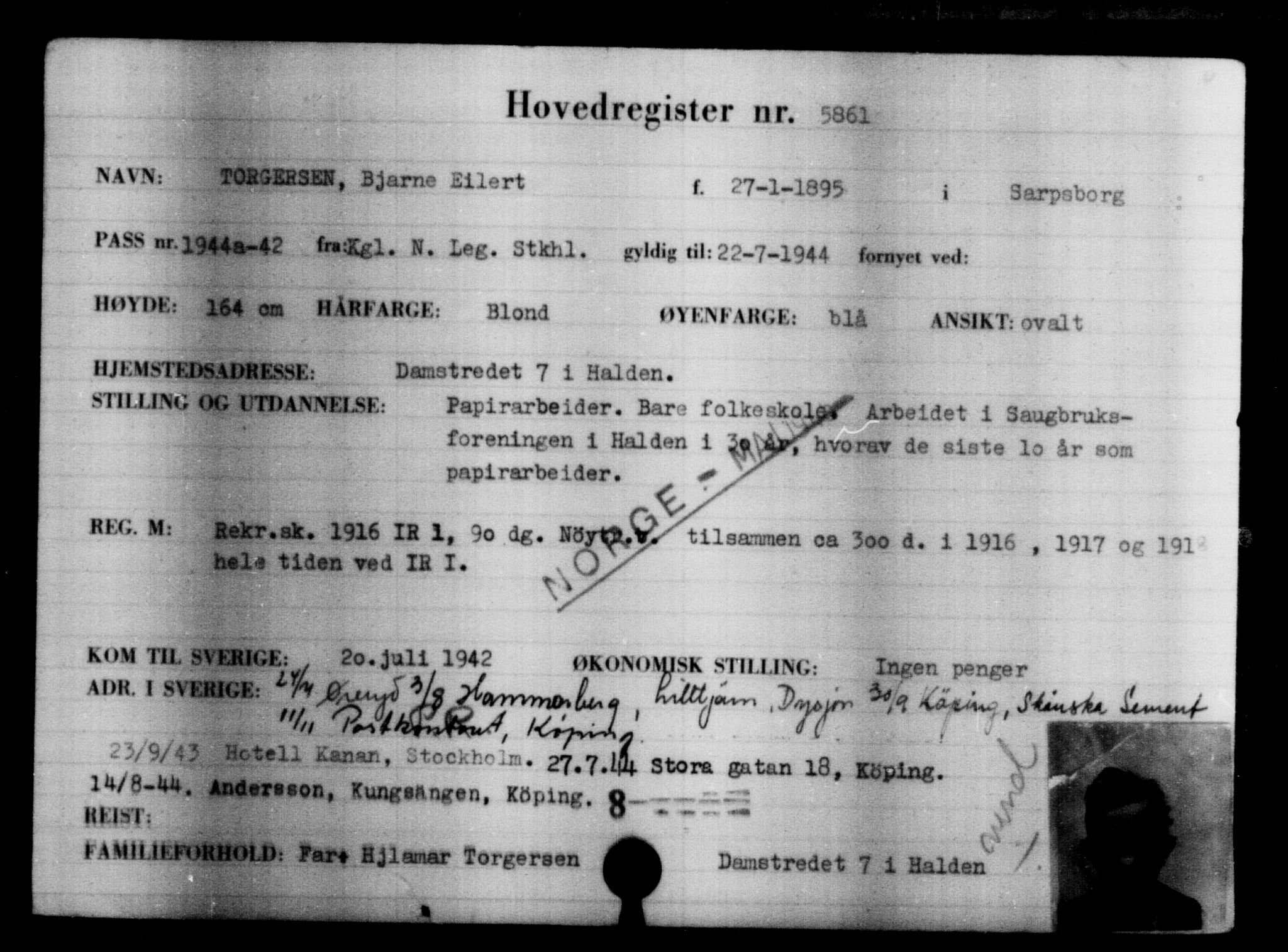 Den Kgl. Norske Legasjons Flyktningskontor, AV/RA-S-6753/V/Va/L0004: Kjesäterkartoteket.  Flyktningenr. 3496-6610, 1940-1945, s. 2747