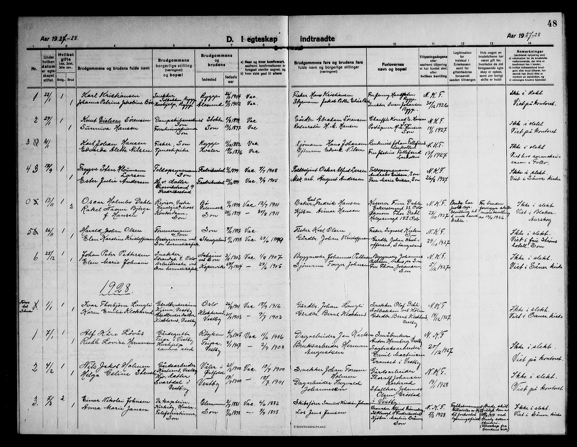Vestby prestekontor Kirkebøker, AV/SAO-A-10893/G/Gc/L0004: Klokkerbok nr. III 4, 1915-1946, s. 48