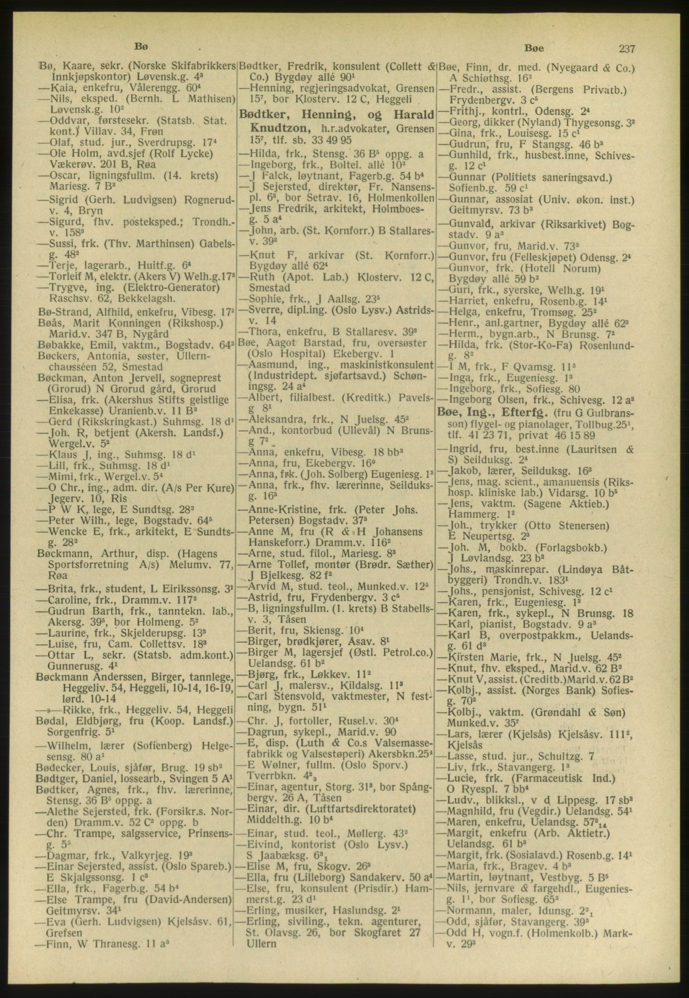 Kristiania/Oslo adressebok, PUBL/-, 1951, s. 237