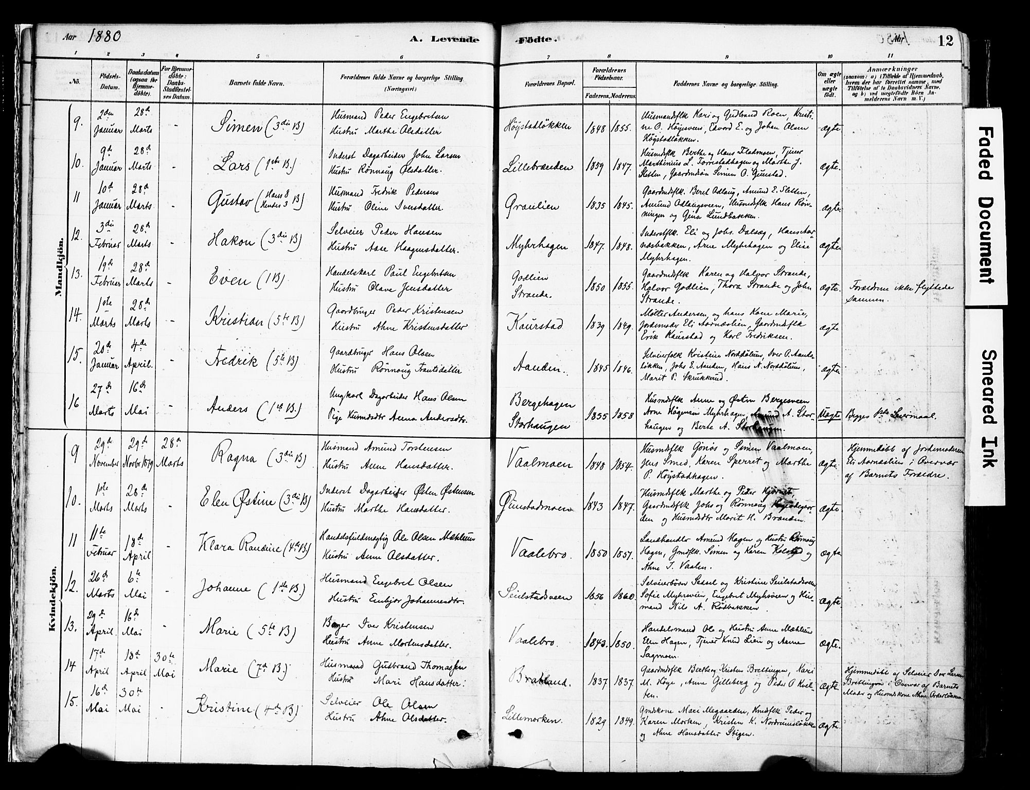Ringebu prestekontor, AV/SAH-PREST-082/H/Ha/Haa/L0008: Ministerialbok nr. 8, 1878-1898, s. 12