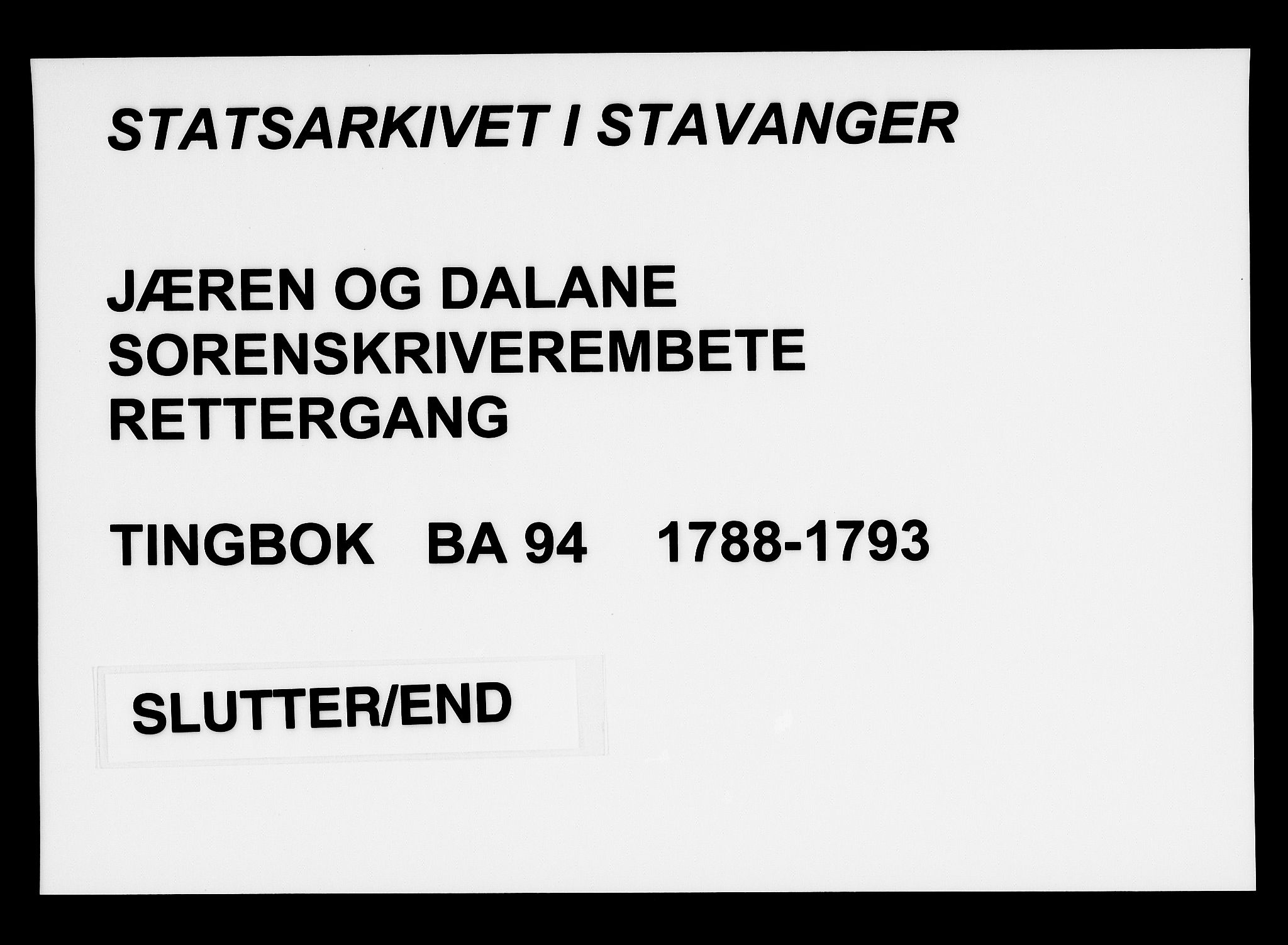 Jæren og Dalane sorenskriveri, AV/SAST-A-100306/3/30/30BA/L0094: TINGBOK, 1788-1793