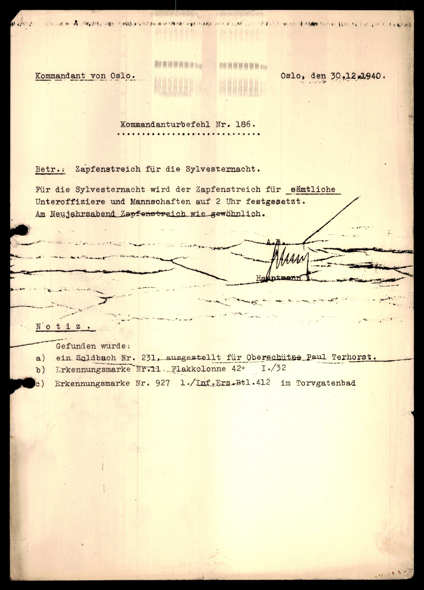 Forsvarets Overkommando. 2 kontor. Arkiv 11.4. Spredte tyske arkivsaker, AV/RA-RAFA-7031/D/Dar/Dara/L0010: Kommandanturbefehle, 1940-1942, s. 4