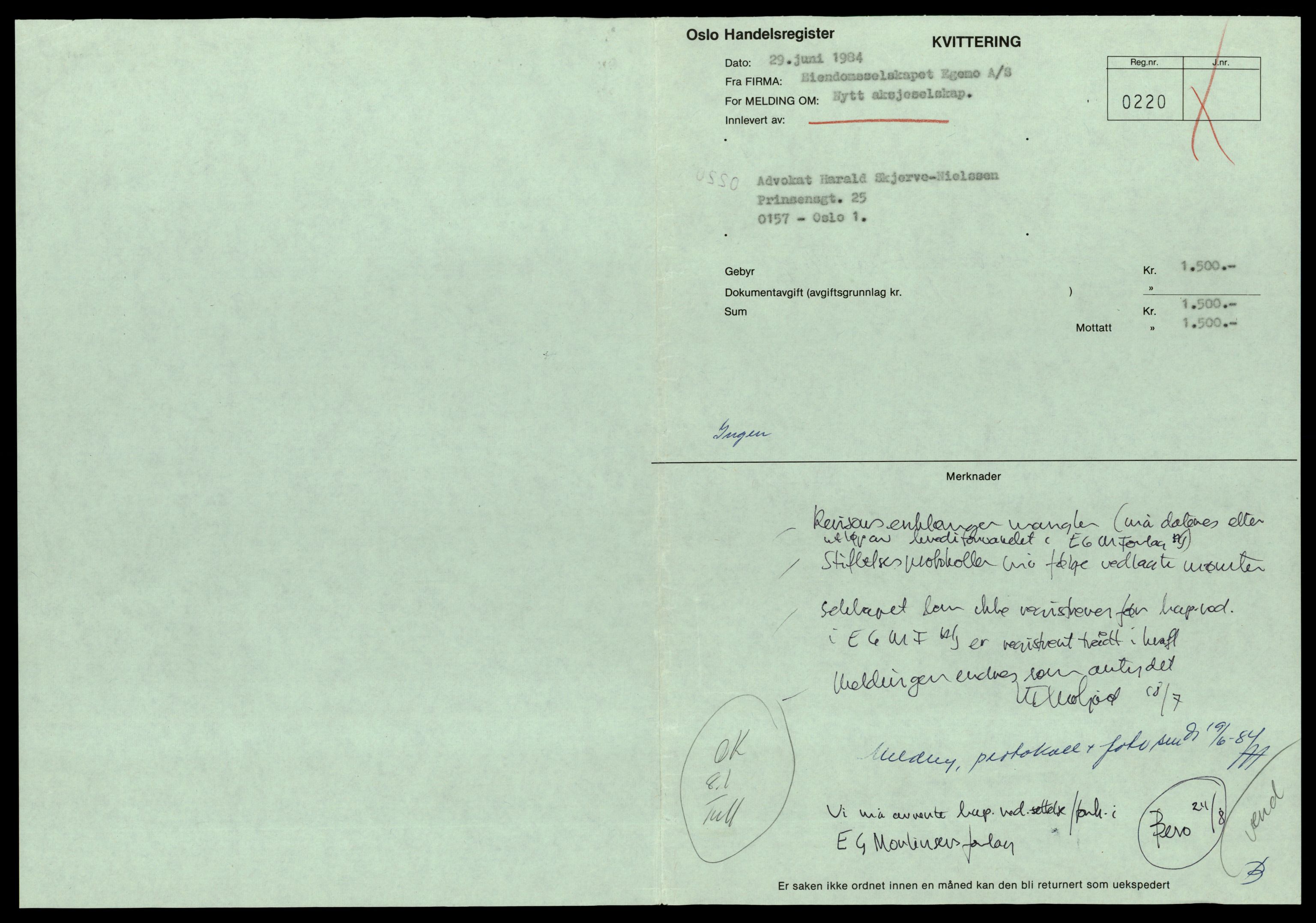 Oslo byfogd, Handelsregisteret, SAT/A-10867/G/Gc/Gca/L0192: Ikke konverterte foretak, Eie-Eil, 1890-1990, s. 1