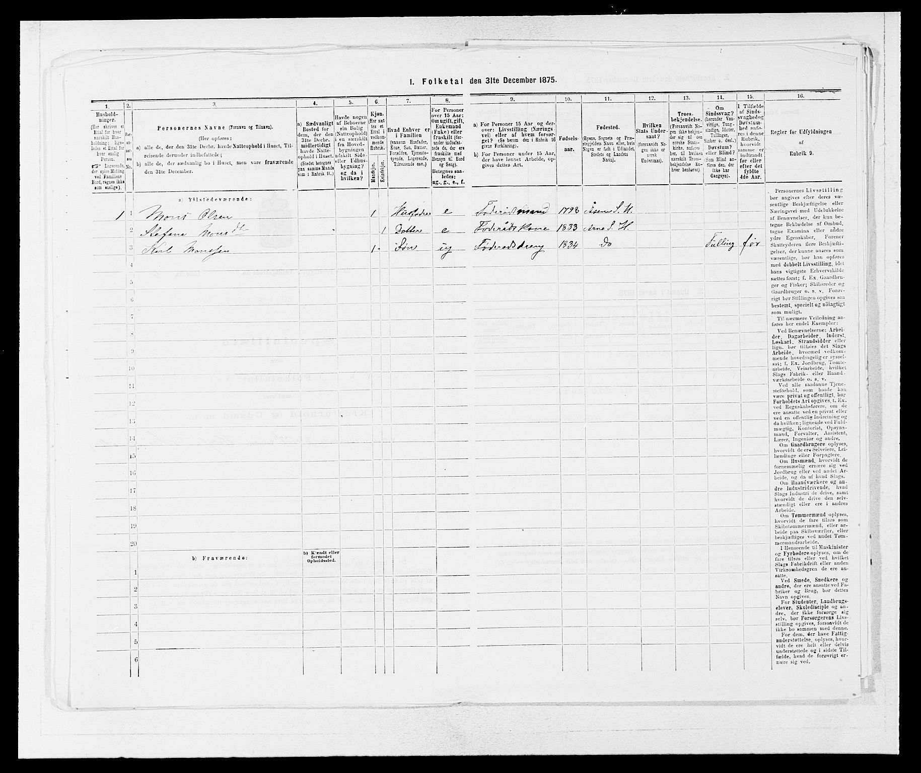 SAB, Folketelling 1875 for 1250P Haus prestegjeld, 1875, s. 875